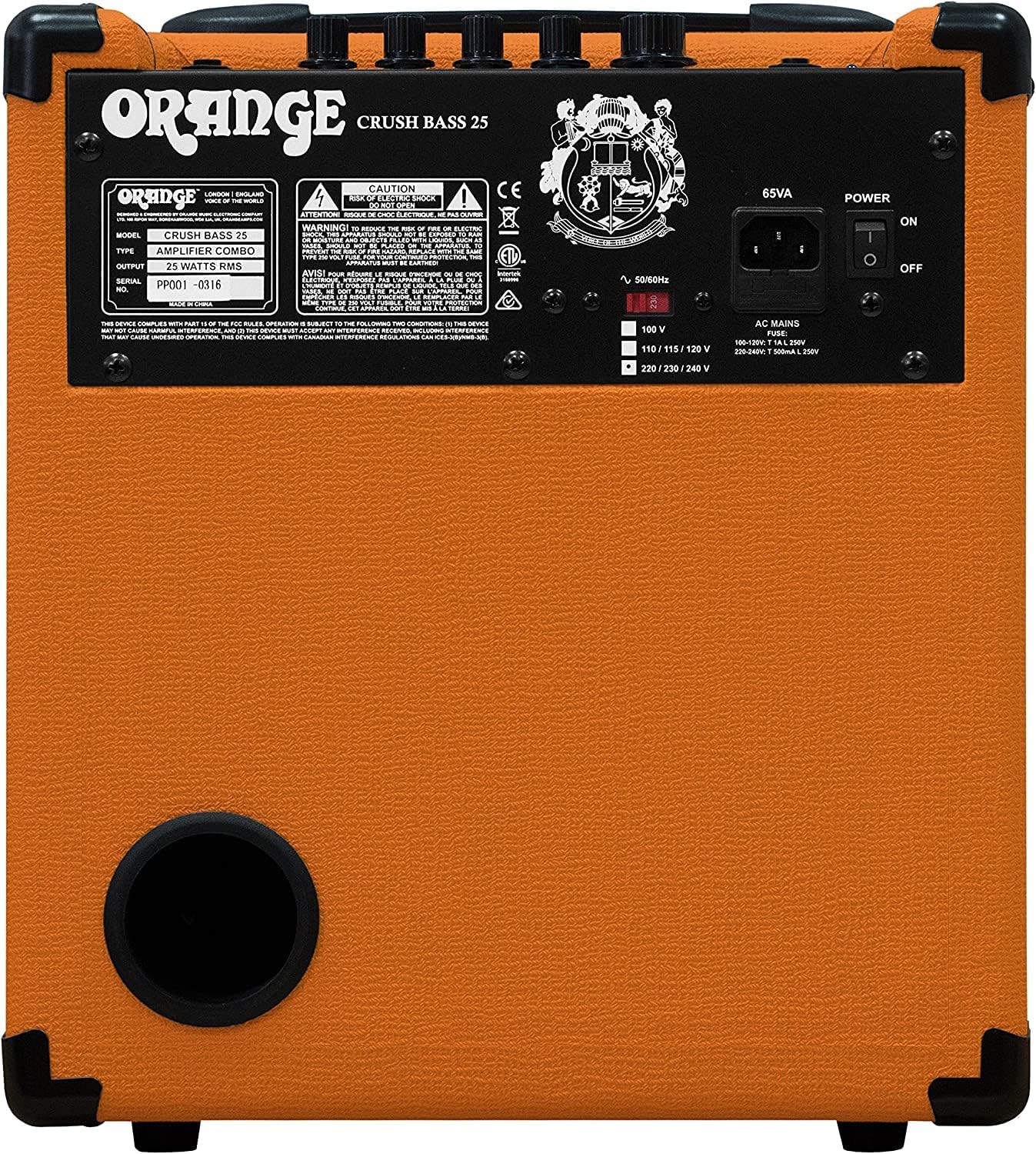 Orange Crush Bass 25 Guitar Combo Amp Bundle with 10ft Orange Woven Instrument Cable and Liquid Audio Polishing Cloth 1x8” 25 Watts, 3 Band EQ & Integrated Chromatic Tuner
