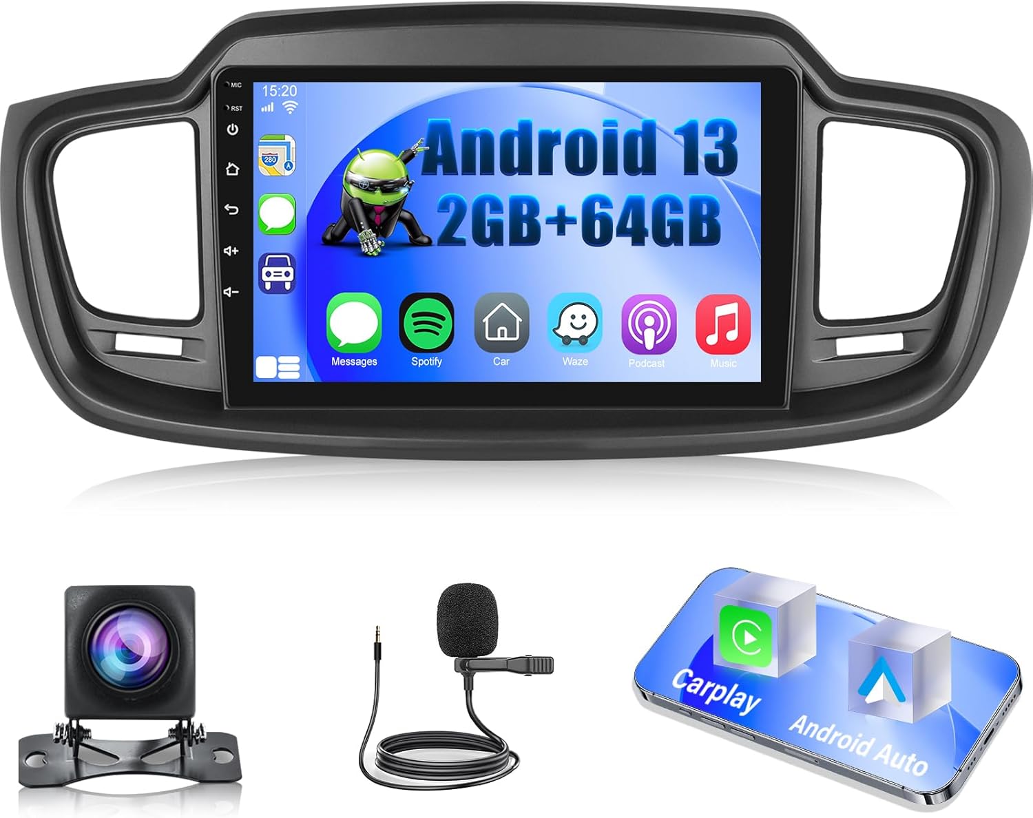 [2+64G] NHOPEEW Android Car Stereo for KIA Sorento 2015-2020 with Wireless CarPlay & Android Auto - Car Radio 10.1 Inch Touchscreen - GPS Navi/DSP/WiFi/SWC/Bluetooth + AHD Backup Camera