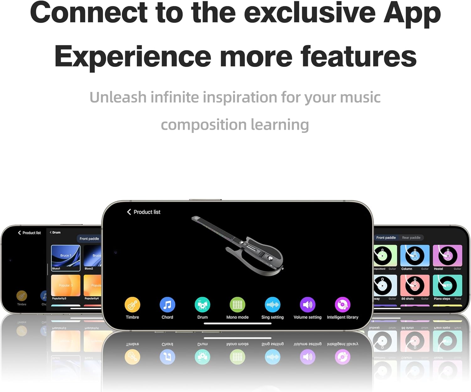 Smart Guitar, Stringless Guitar with App Control, Foldable Electric Guitar, Built-in Drum Machine & Speakers, Headphone Jack for Silent Practice, for Beginners (Pink)