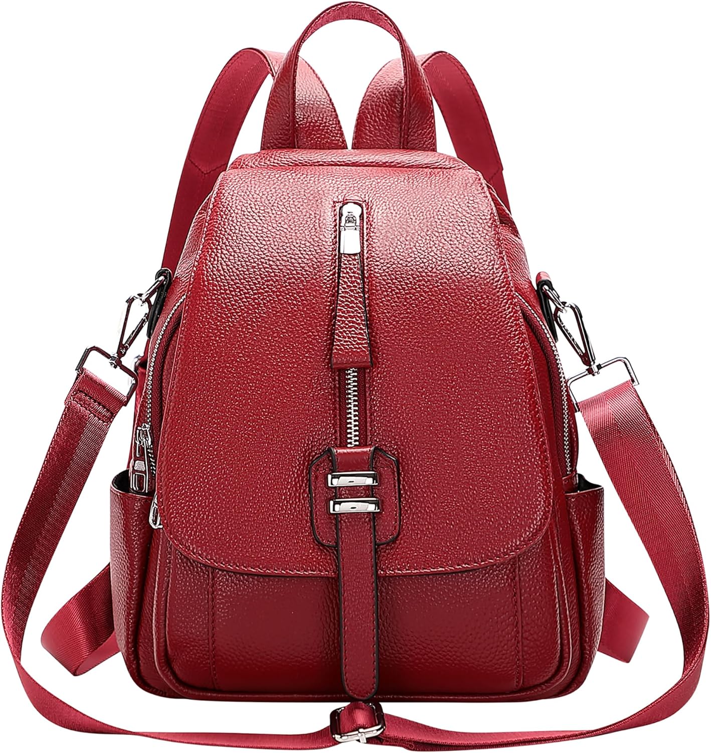 ALTOSY Genuine Leather Backpack for Women Convertible Shoulder Bag with Buckle Flap