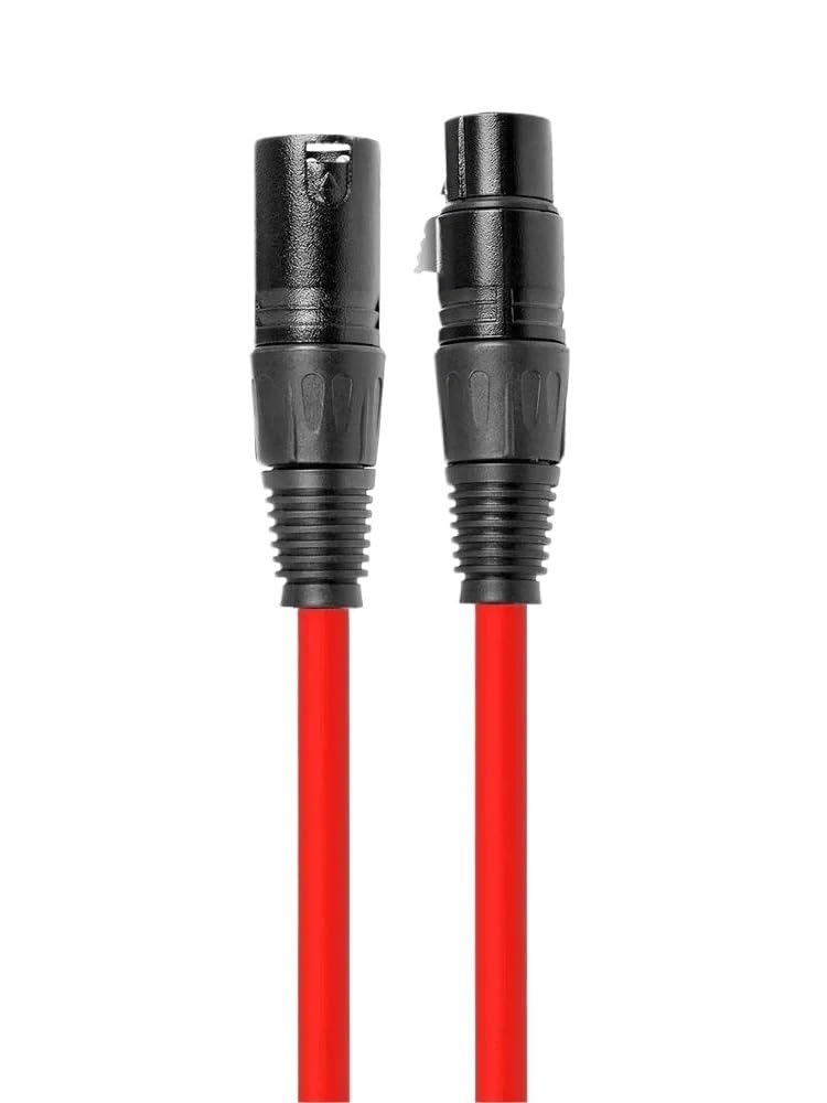 XLR Male to Female Balanced Microphone Cable, 3pin XLR Cable Durable Flexible, Noise-Cancelling(Red,15m)