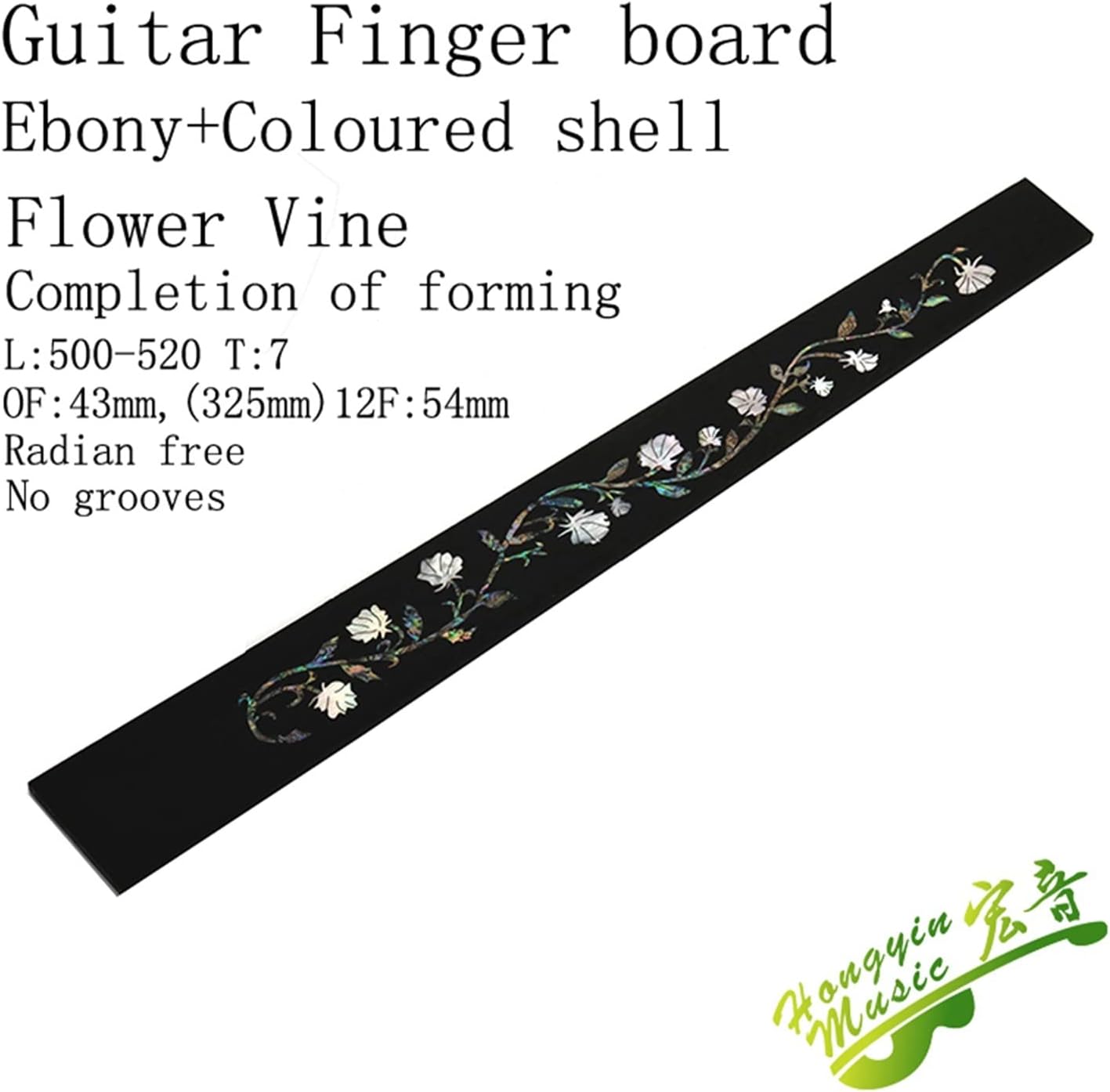 ZUZU Ebony Flower Vine Pattern Color Shell Mosaic Fingerboard Acoustic Guitar Fingerboard Guitar Making Wood Material Unfinished Guitar Neck