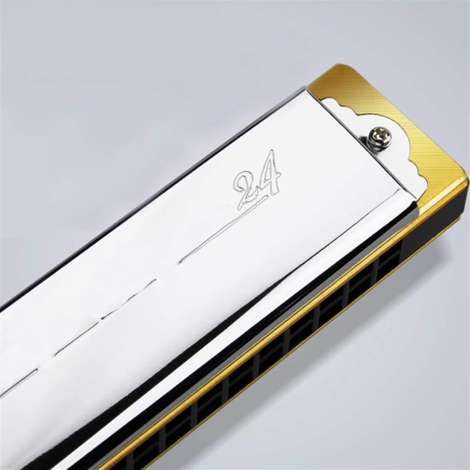 Harmonica 6624S Harmonica 24 Hole Brass Reeds Blues Harp Mouth Organ Key C ABS Comb Music Instruments Silver (Color : Key D)