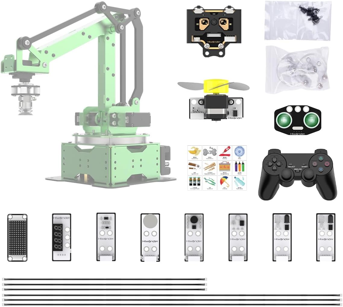 Secondary Development for MaxArm Upgrade, Sensor Kits, WonderCam Vision Module, PS2 Handle, Glowing Ultrasonic, Color/Touch/Sound/Light/Digital Tube Sensors (Not Included MaxArm Robot Arm)