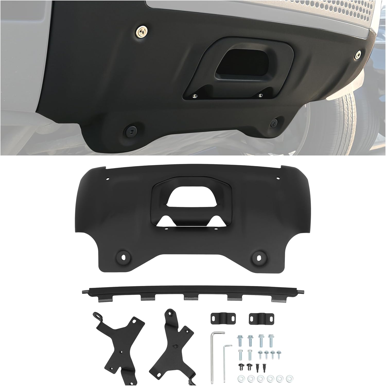 KUAFU Front Undershield Skid Plate Compatible with 2020-2025 Land Rover Defender 90 110 130 Splash Bumper Guard Protector Replace for VPLEP0436 Aluminium+Plastic+Steel Powder Coated Black