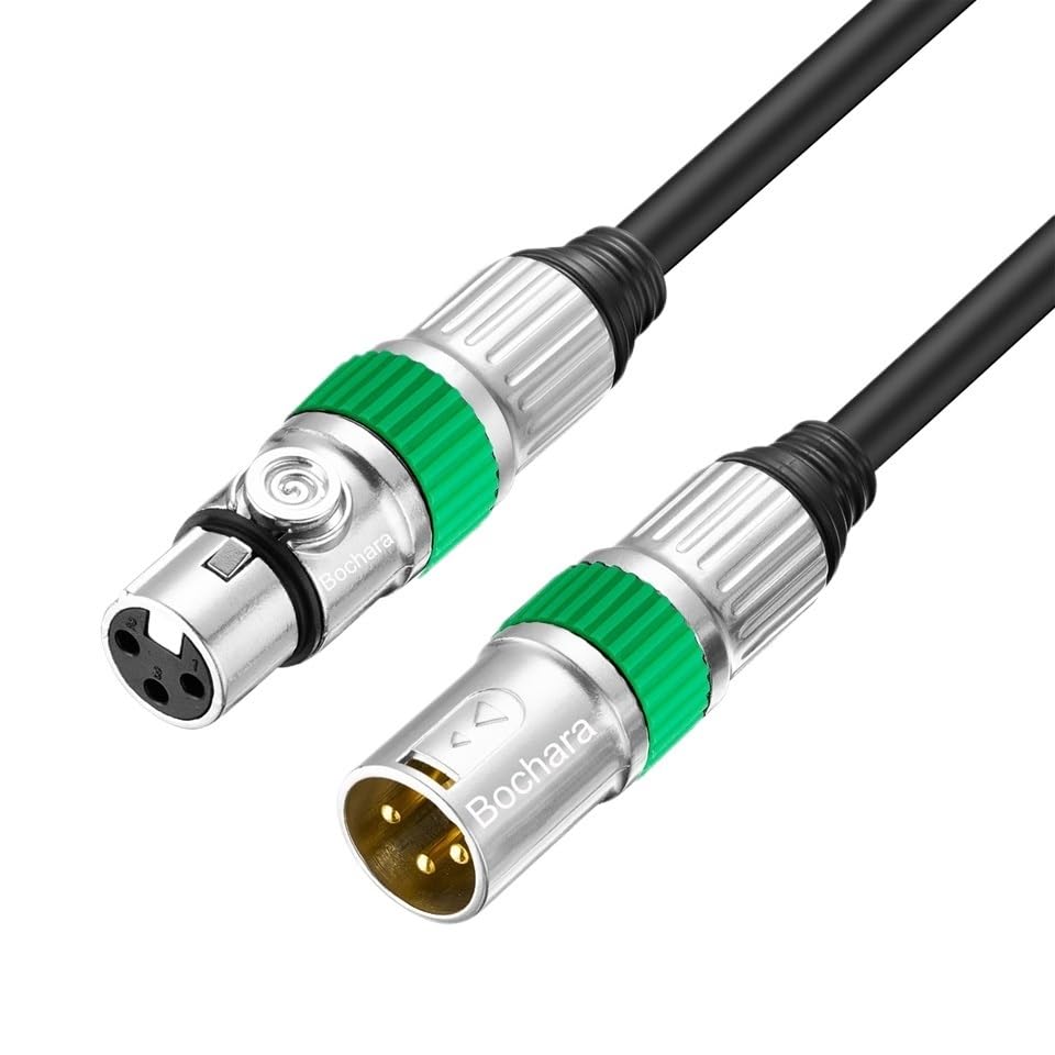 Gold Plated 3Pin XLR Extension Cable Male to Female OFC Audio Cable Foil+Braided Shielded for Microphone Mixer Amplifier(Green Circle Cable,10m)