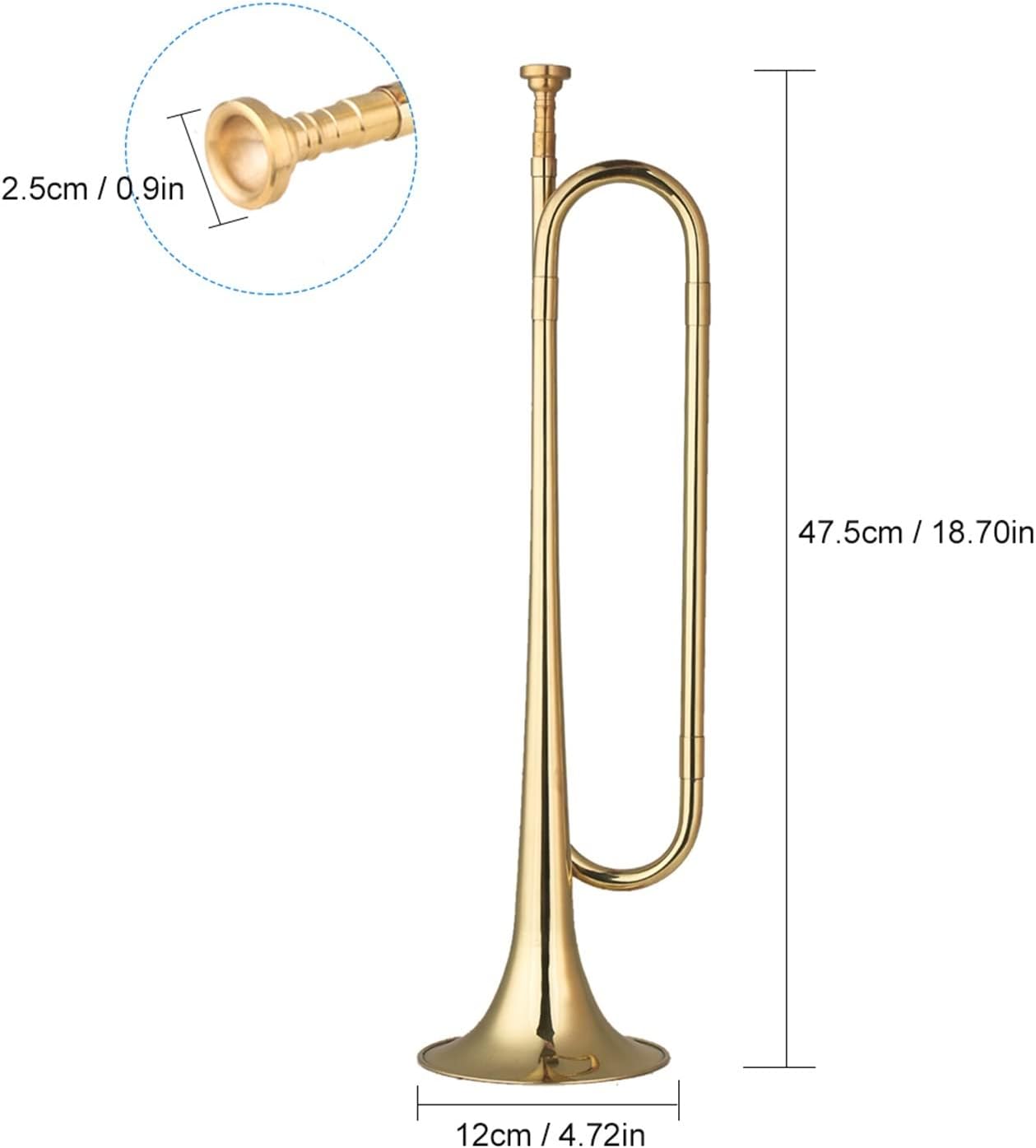 KESHUO Brass C Bugle Call Trumpet Cavalry Horn with Mouthpiece Musical Instrument for Beginners School Band Military Orchestra Trumpets