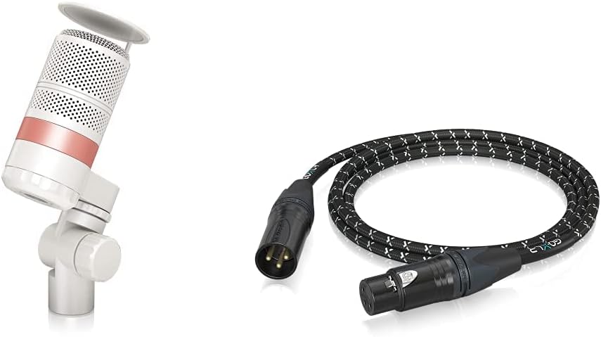 TC-Helicon GoXLR MIC-WH Dynamic Broadcast Microphone - White and TC-Helicon GoXLR MIC Cable Oxygen-Free 3.0 m (10 ft) Microphone Cable with XLR Connectors Bundle