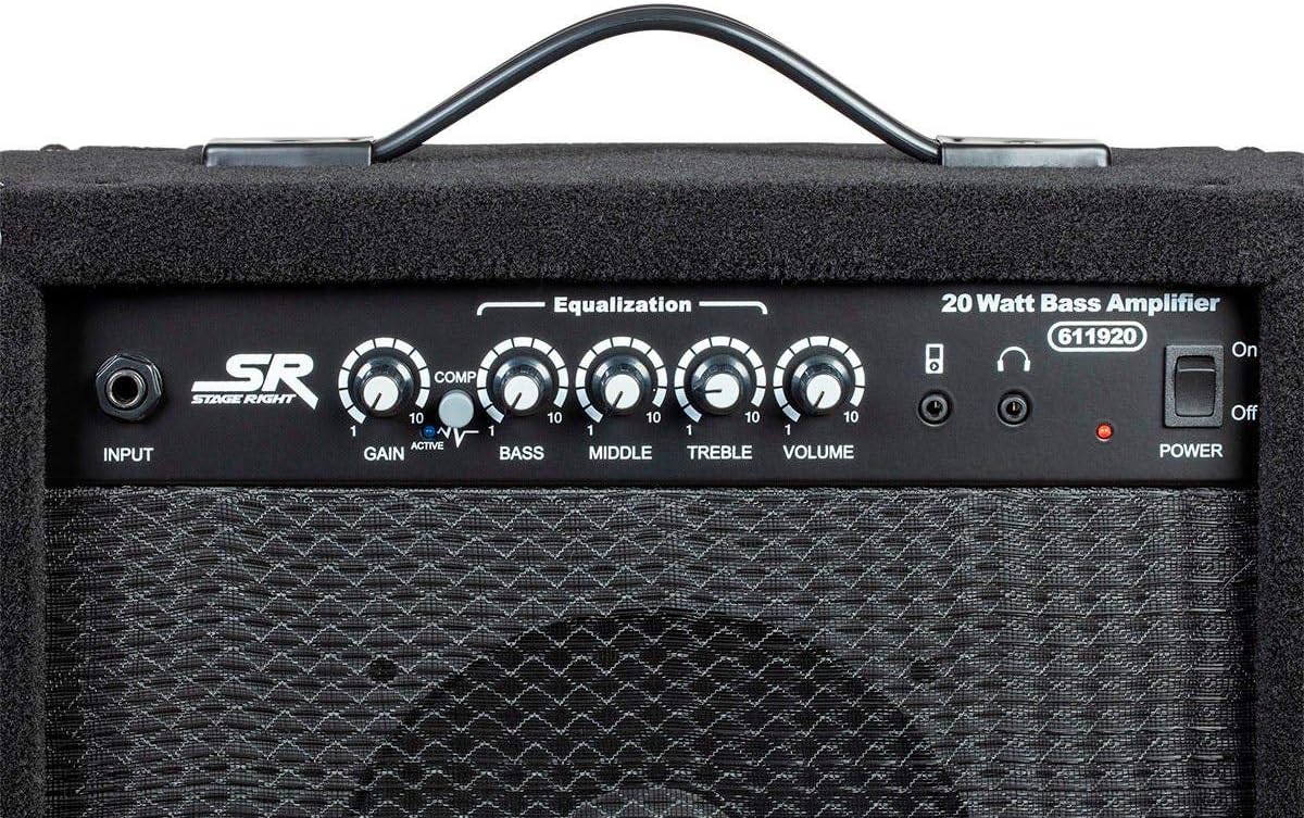 Monoprice 1x8 Bass Combo Amplifier, 20-Watt, 3-Band EQ, Headphone Output