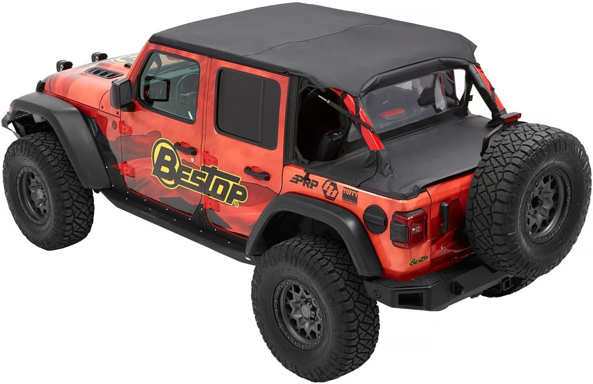 Bestop 5261335 Header Safari Cable Style Bikini - Jeep '18-Current Wrangler JL 4-Door (Black Diamond)