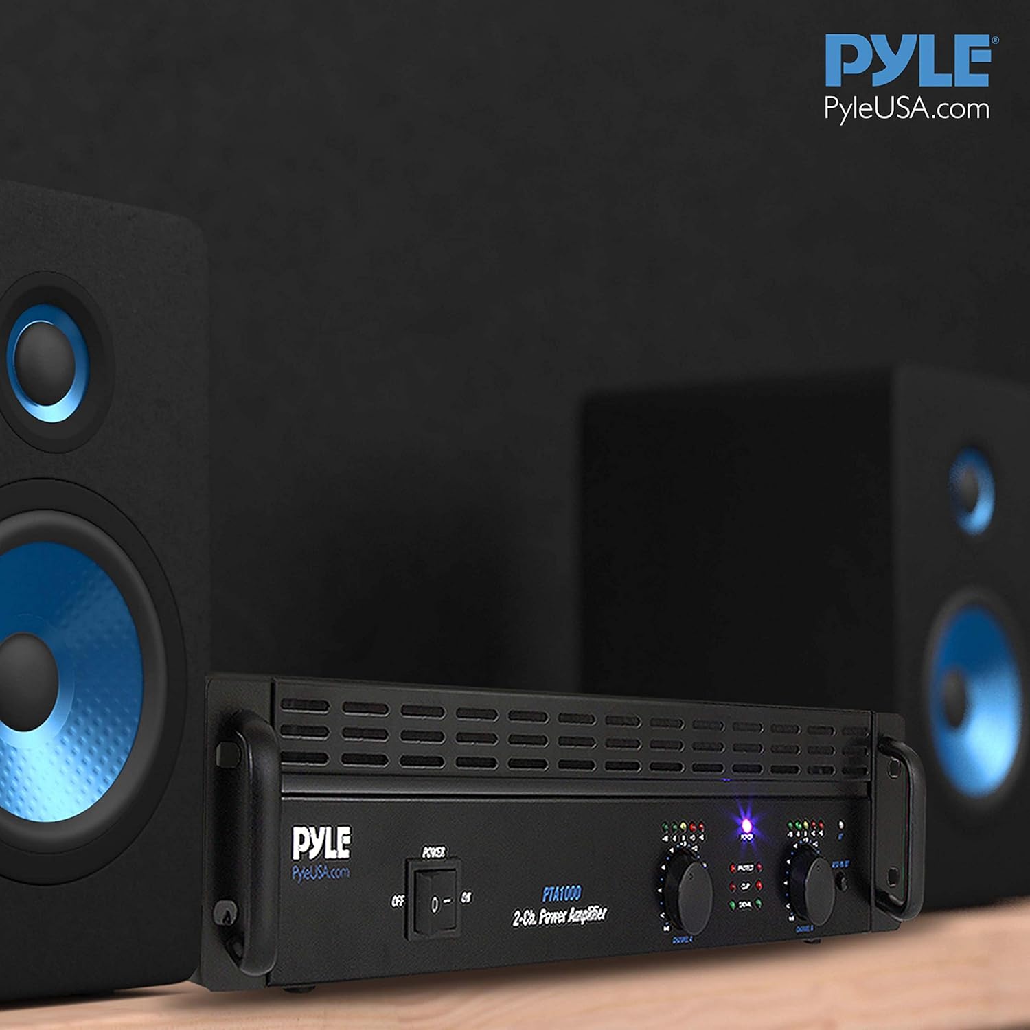 Professional Audio Bluetooth Power Amplifier - 2-Channel Rack Mount Bridgeable, LED Indicators, Shockproof Binding Posts, Cooling Fans 1000 Watt - Pyle PTA1000