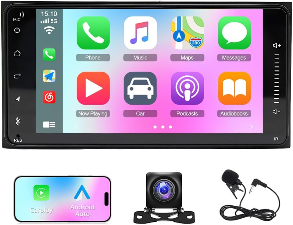 Android 13 Double Din Car Radio for Toyota Tacoma 1998 1999 2000 2001 2002 2003 2004 with CarPlay & Android Auto 7 inch Touchscreen 2+64G Car Stereo,GPS Bluetooth WiFi FM/RDS Backup Camera SWC MIC