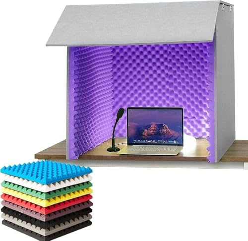 Portable Vocal Booth,Desktop Soundproof Cover,Sound Isolation Booth Room,Vocal Absorbing Shield Music Recording Equipment,Soundproof Room,Purple-80 * 80 * 80cm