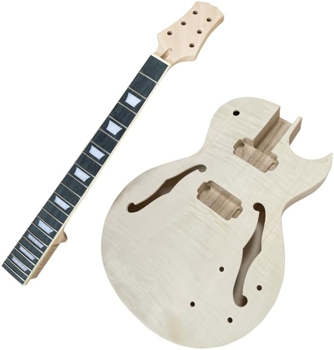 Single Cut Electric Guitarr Kits with Mahogany Body and Neck - Rosewood Fingerboard LP Hollow Beginner Kit All Components Included