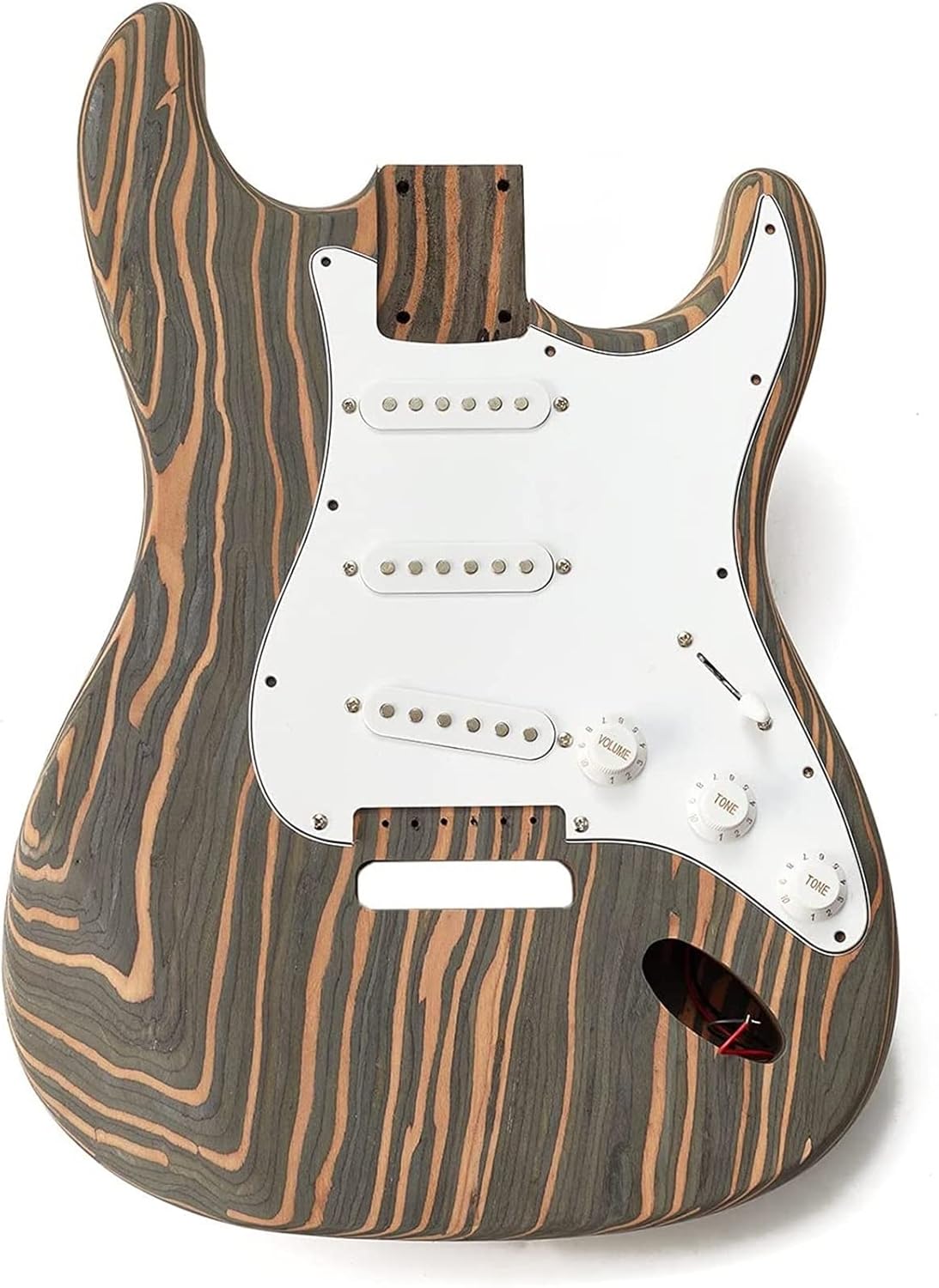 FLFL Instruments 6 Strings Zebrawood Solid Body for ST Style Electric Guitar Builder Kit Unfinished Guitar Kit