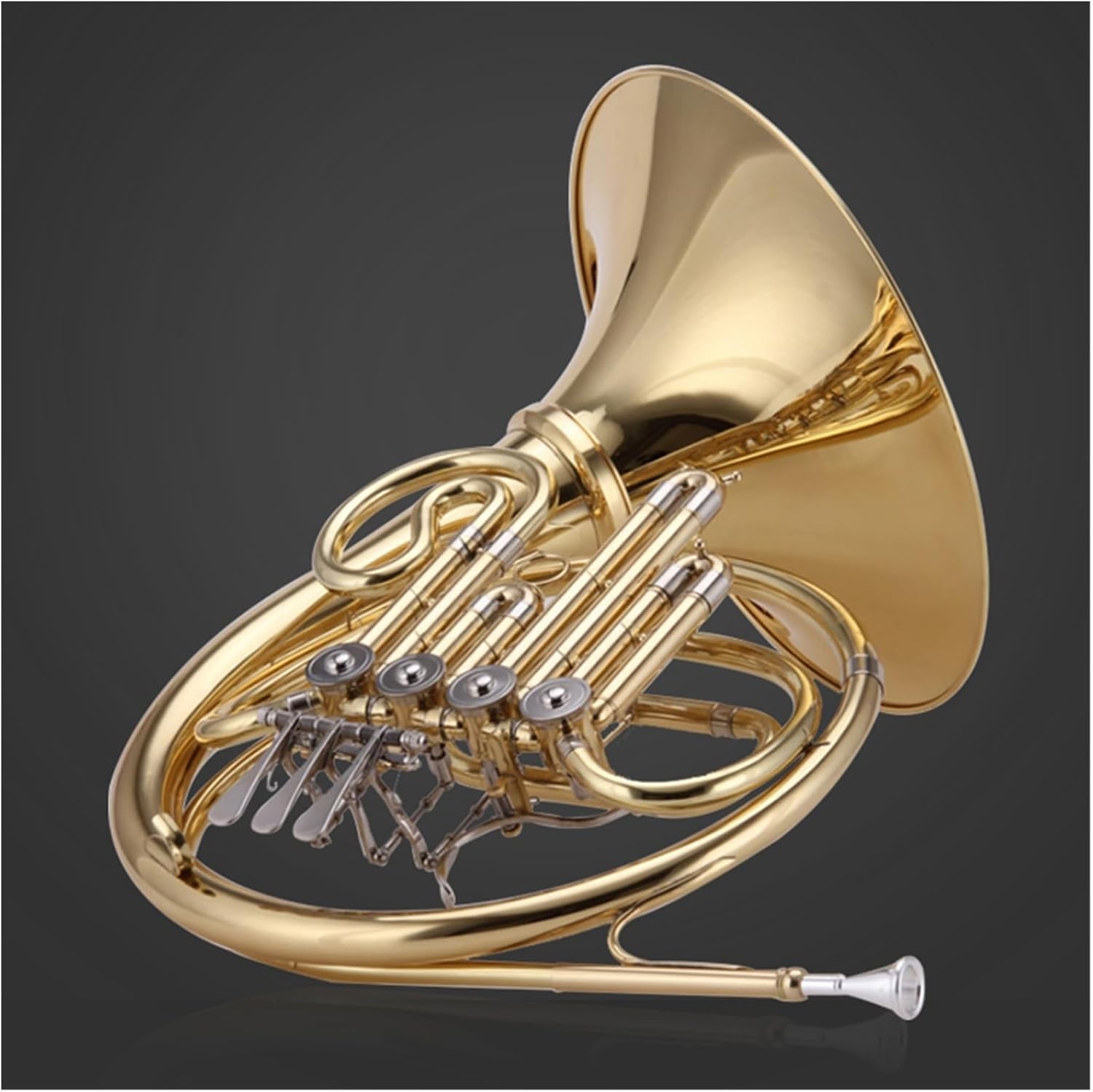 French Horn B flat key beginner 4 key single row lacquered gold instrument