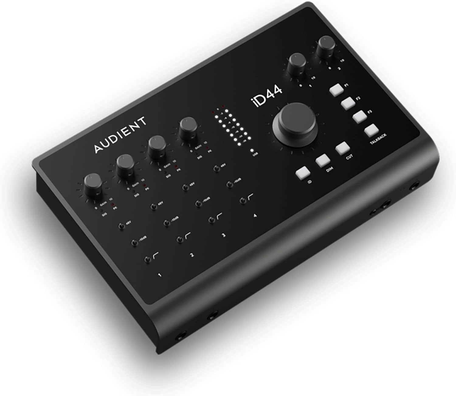 Audient ID44MKII USB Audio Interface Bundle with 2 Instrument Cables, 2 XLR Cables, and Austin Bazaar Polishing Cloth