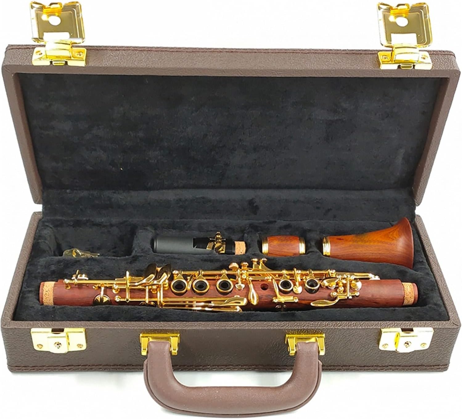 17 Key Redwood Clarinet EB Tone Nickel Silver Keys Woodwind Good Sound for Wind Performance Clarinet for Beginner (Color : Gold)