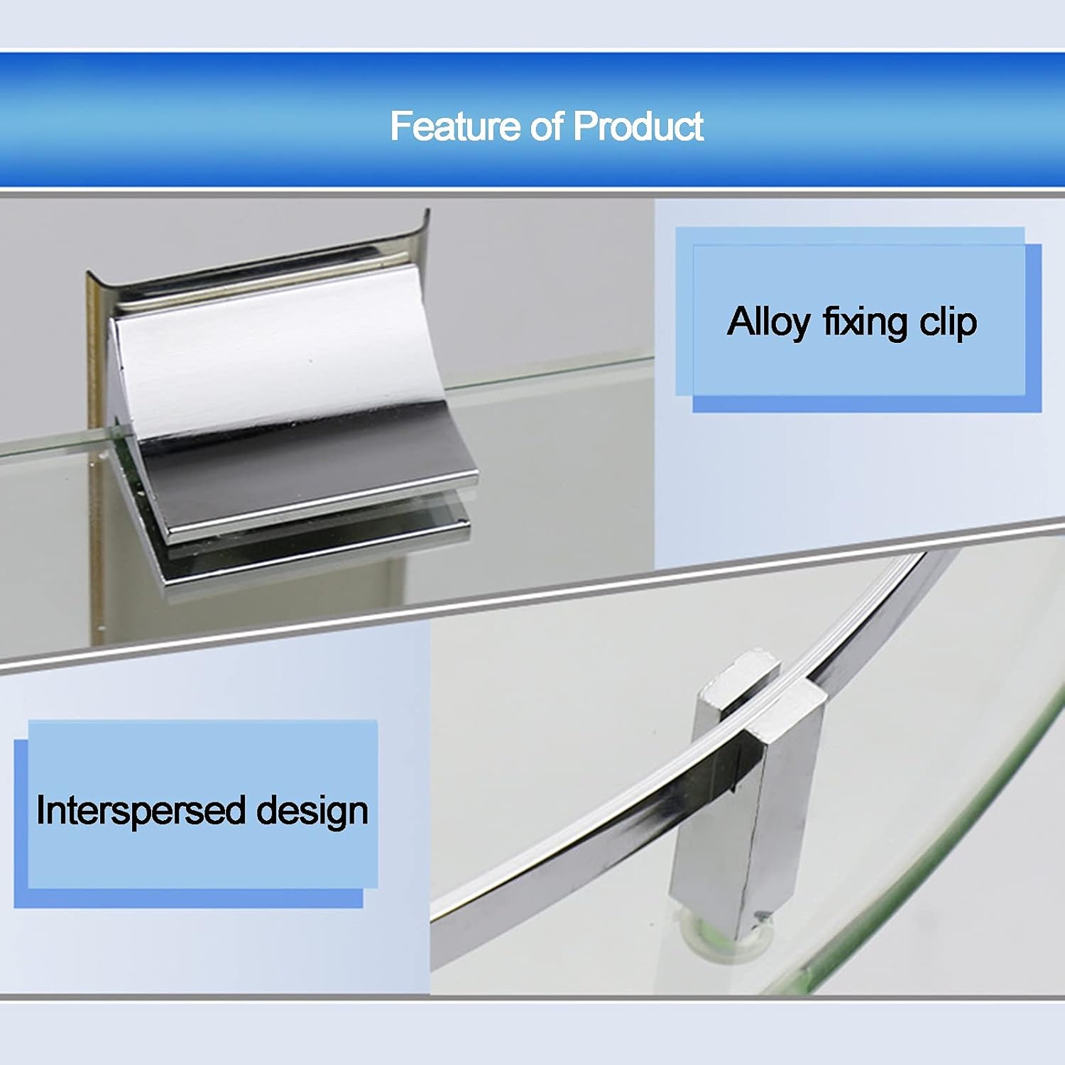 Bathroom Glass Shelf Aluminum Corner Caddy Storage Hanging Organizer Tempered Contemporary Style Wall Mount 2-Tier