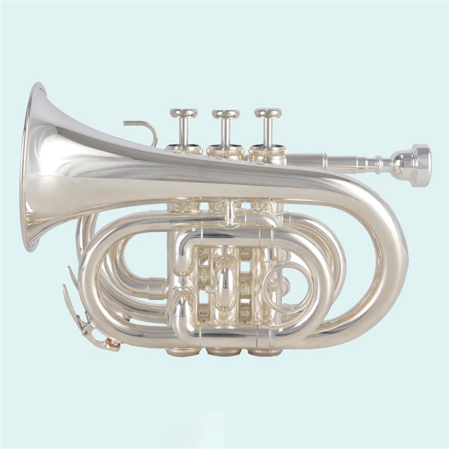TSTS B-Flat Silver-Plated Palm Number White Copper Piston Wind Instrument Beginner Students Use Pocket Trumpet Beginners