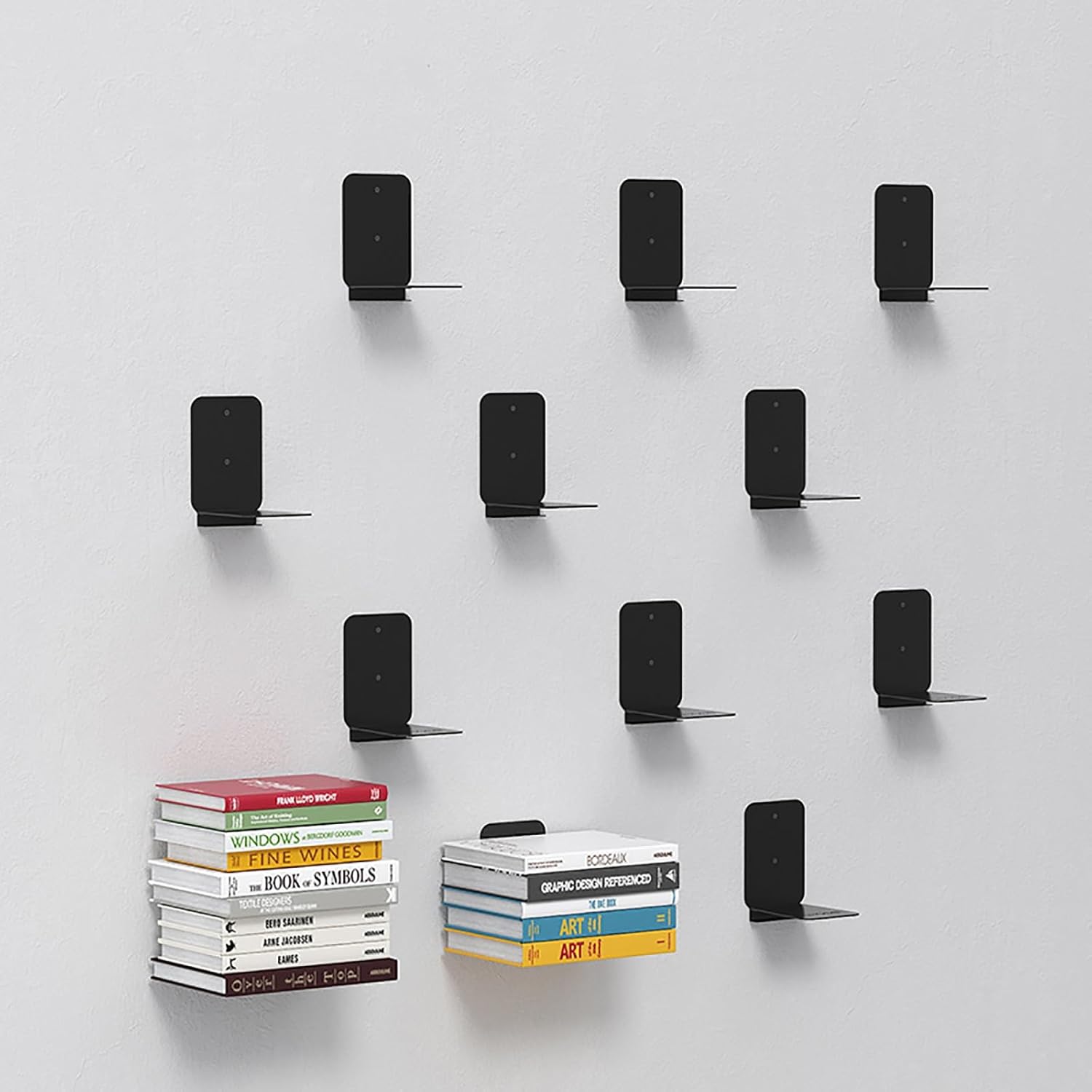 Floating Book Shelves for Wall, Invisible Floating Bookshelf, Wall Mounted & Space Saving, Heavy Duty Metal Display Storage Organizer for Home Office(Black 3)