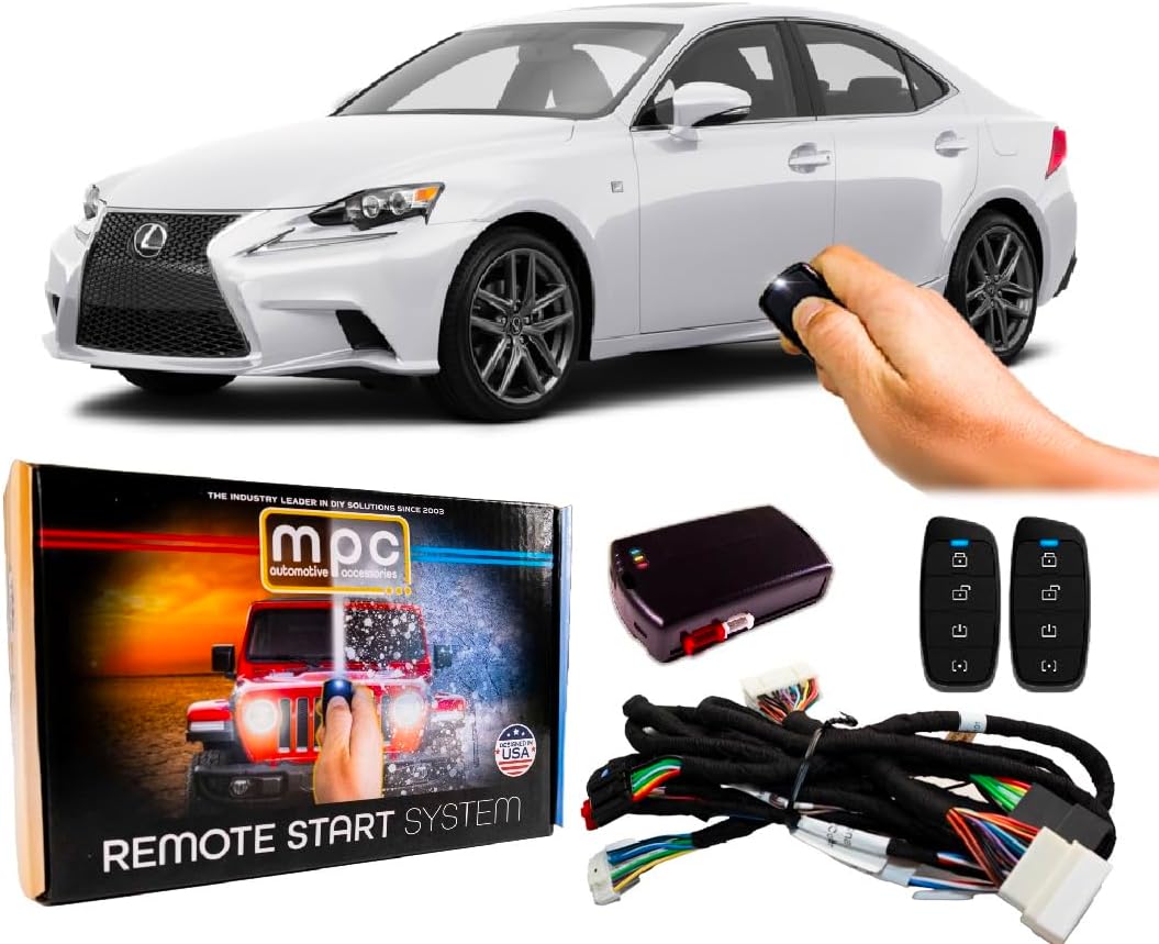 MPC Plug N Play Remote Starter Compatible with 2014-2015 Lexus IS250 |Push to Start| |Gas| with T-Harness - (2) Extended Range 4-Button 2-Way Remotes - Up to 1,500 ft