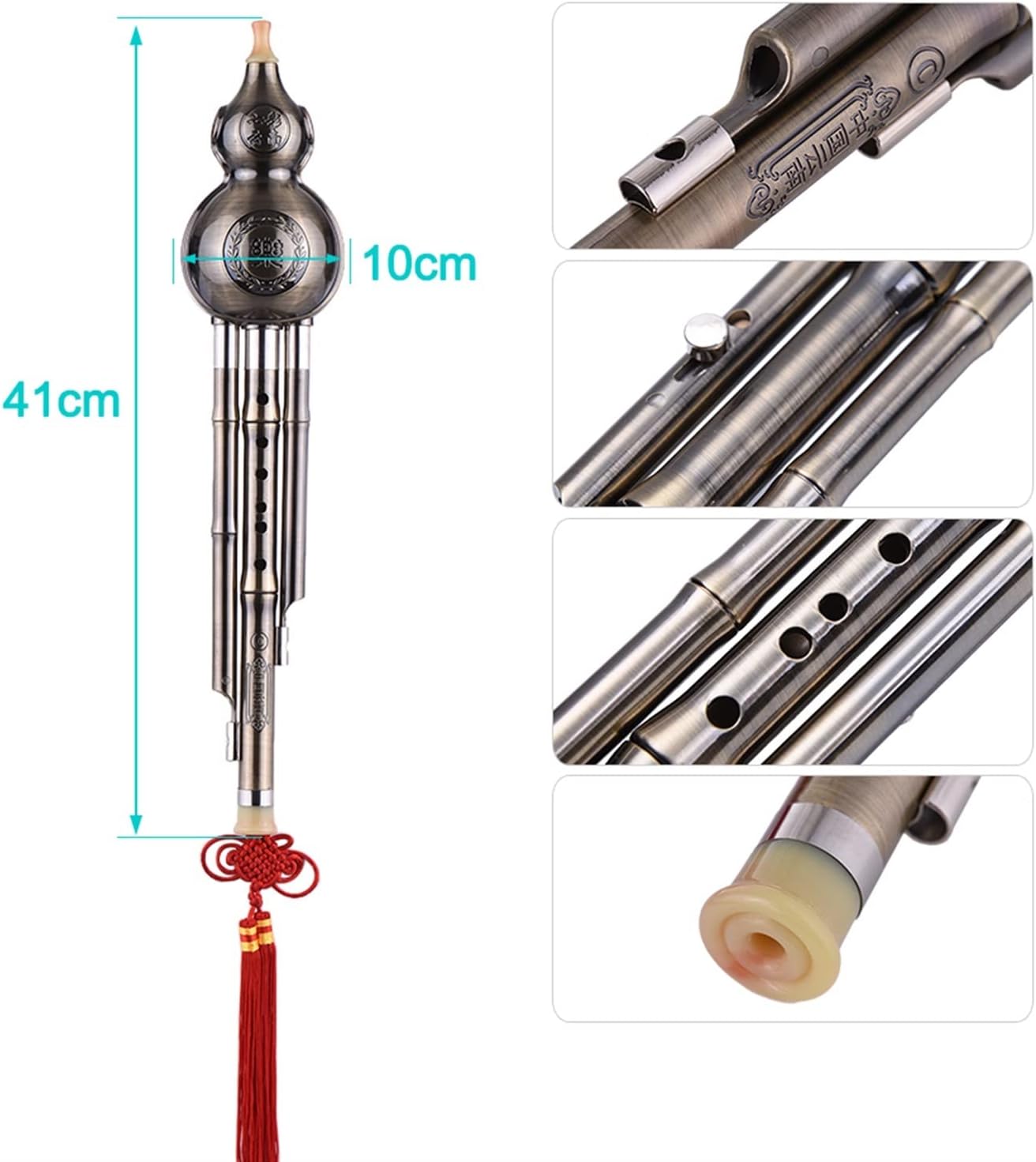 FLFL Hulusi Key of C Hulusi Gourd Cucurbit Flute Wind Instrument Aluminum Material Copper Plated (Color : 01)