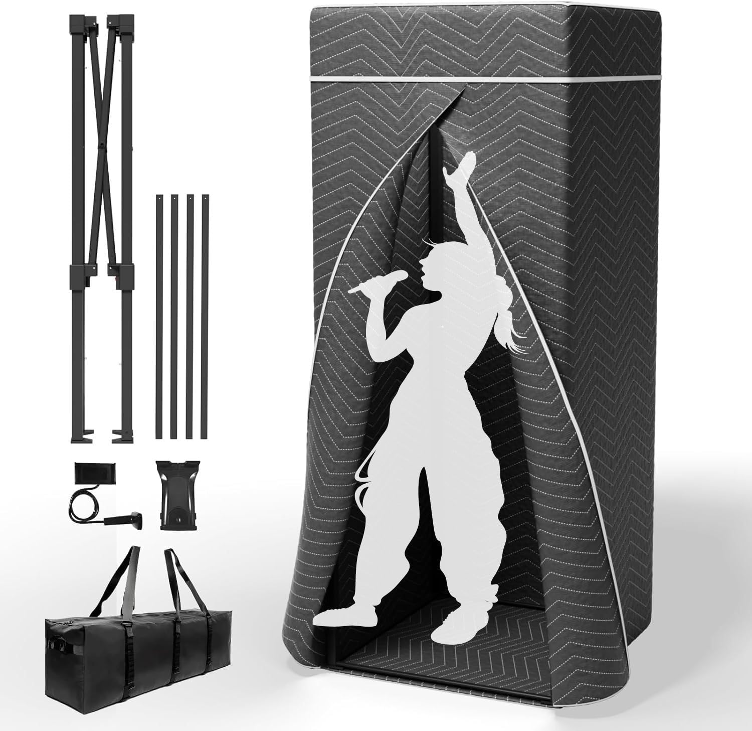 Portable Vocal Booth, Echo-Free Recording Booth Sound Proof Shield, Foldable Isolation Booth with Travel Bag for Voice Over, Podcasting, Music, Home Studio