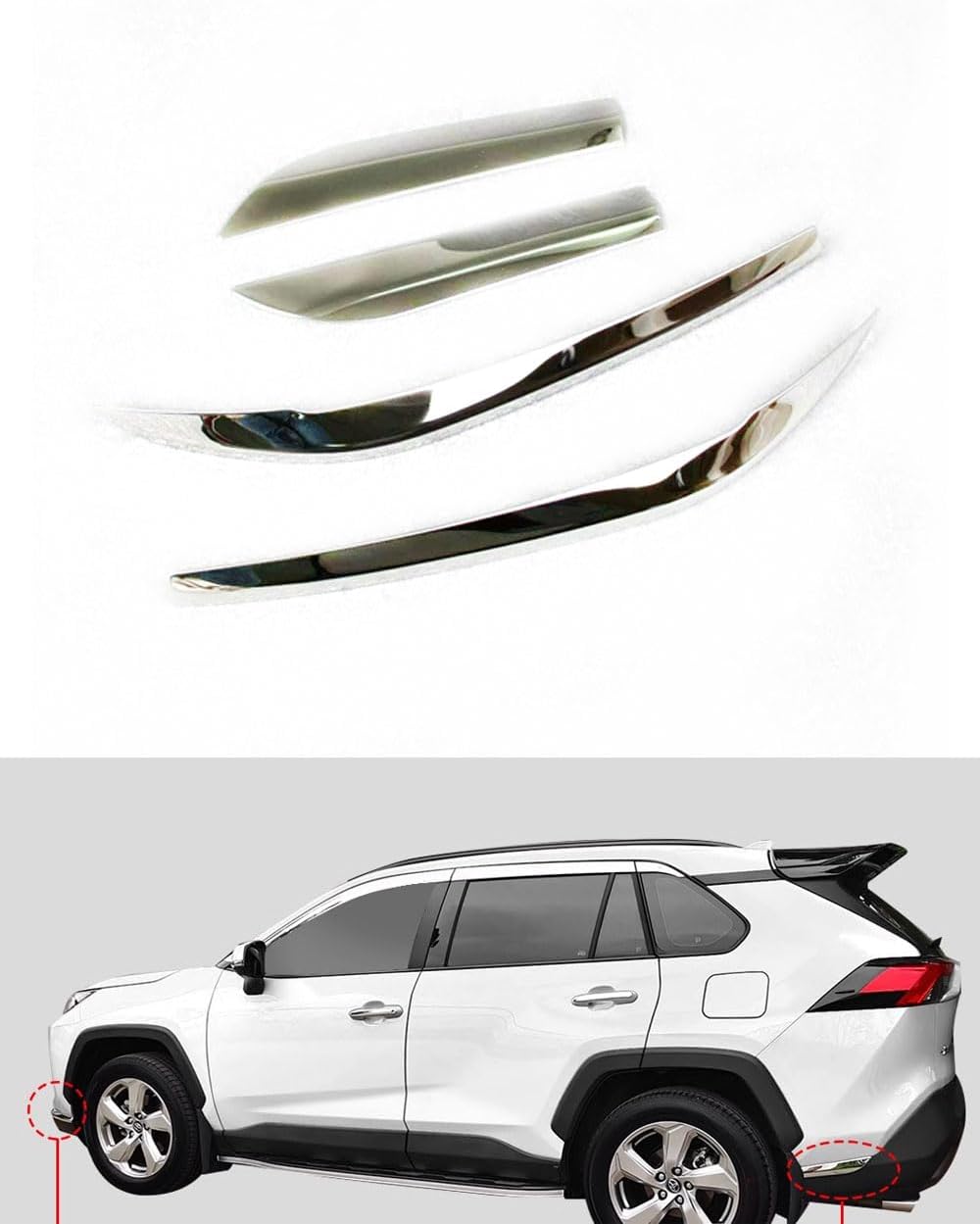 Car Accessories Fit for Toyota RAV4 2019-2025 Exterior Front+Rear Bumper Corner Protection Cover Trims 4PCS Set
