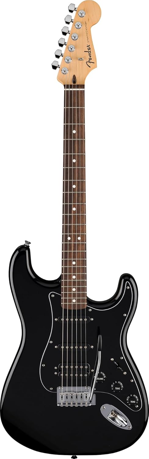 Fender Standard Stratocaster HSS - Black Bundle with Strap, Guitar Cleaning Kit and Austin Bazaar Instructional Video