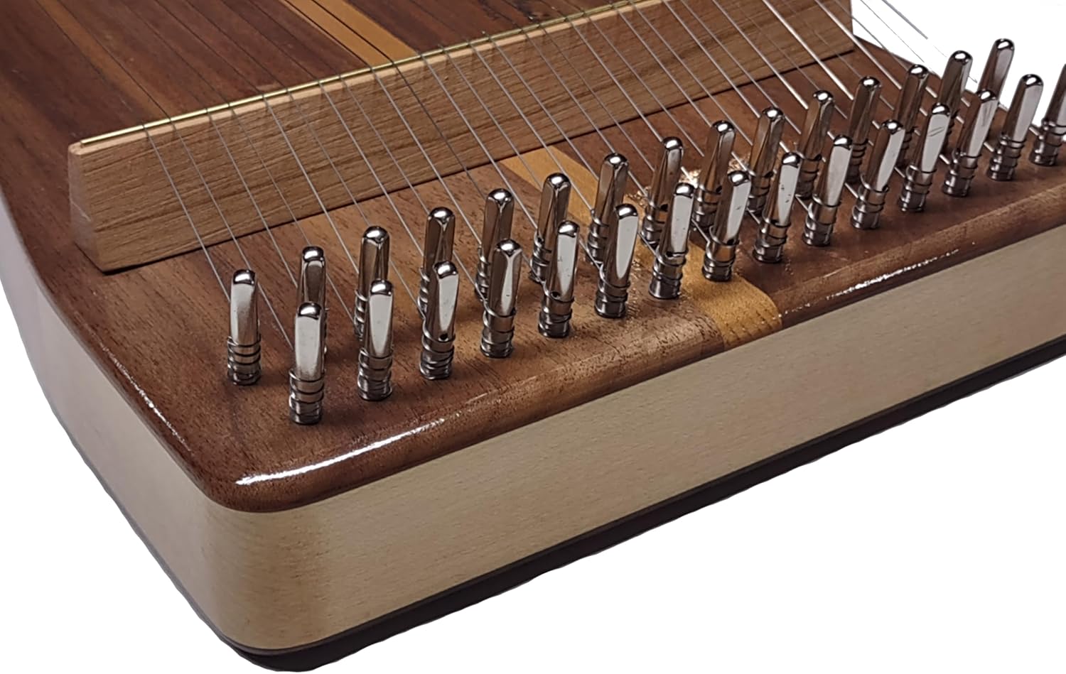 Bowed Psaltery Cherry with Black Walnut top and bottom, 30 strings with two bows