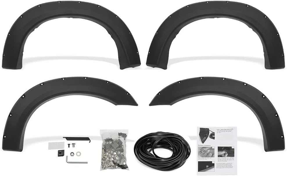 ECCPP Fender Flares Pocket Rivet Bolt Style Textured Black Wheel Fender Flares 4PCS Automotive Fits For Ford 1999-2007