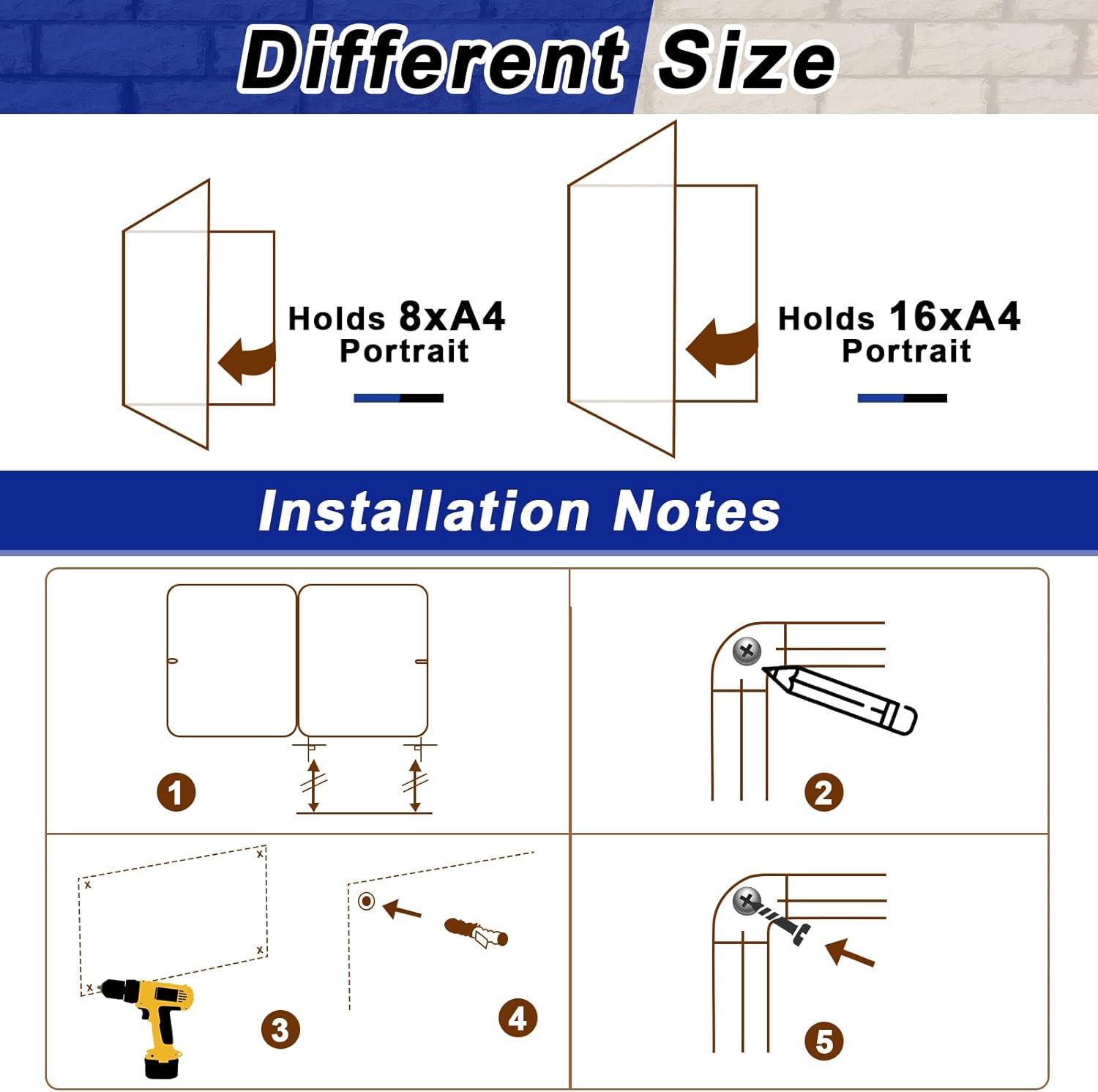 Blue Enclosed Bulletin Boards 36 x 46.5 Inch Lockable Noticeboard Displays Cork Boards Wall with Locking Door, Outdoor Bulletin Board Windproof Ideal for School Office Notices