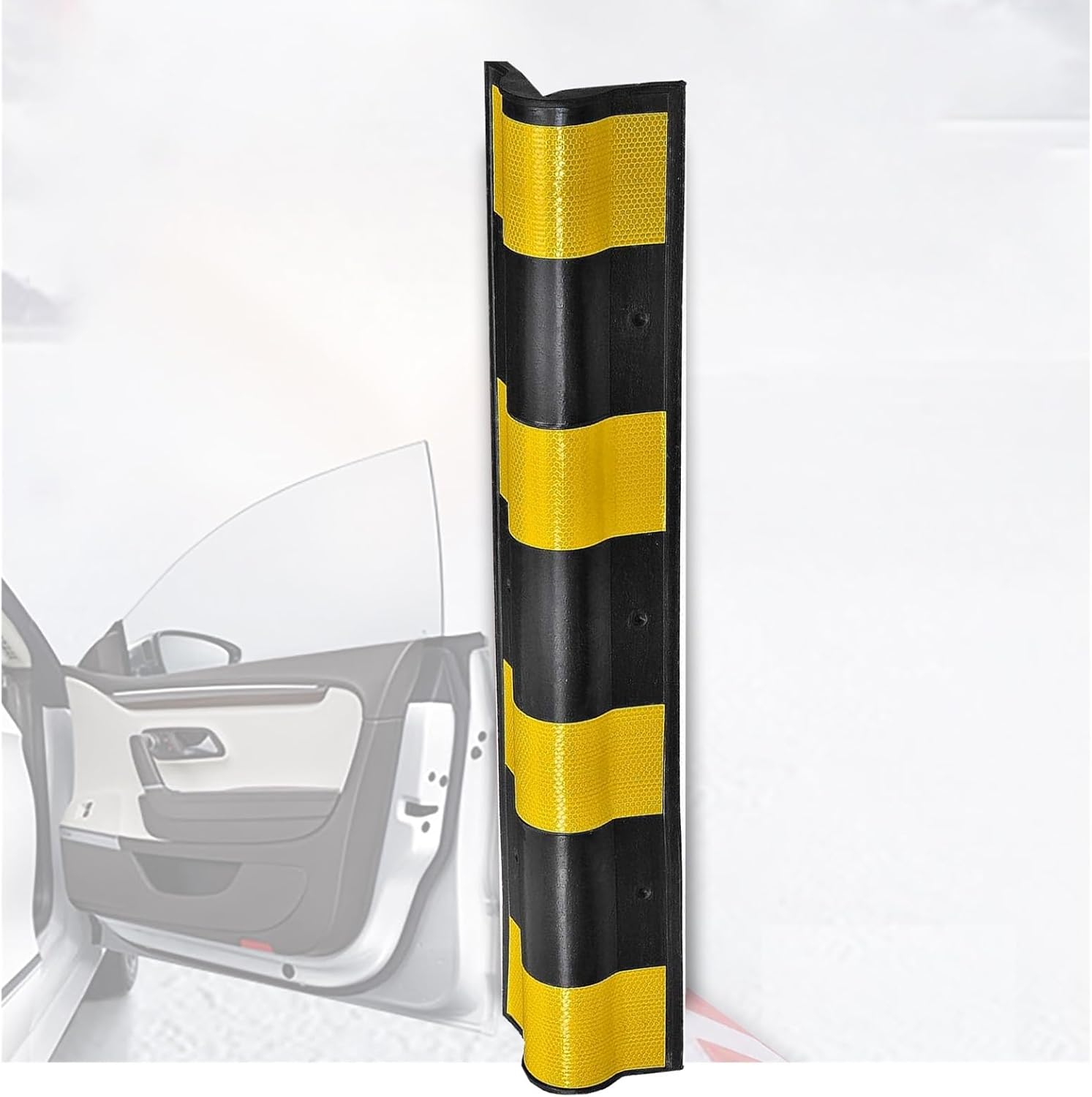 Rubber Corner Guards for Parking Columns, Reflective Garage Wall Guards Protector, with Yellow Stripes, Garage Wall Protector Wall Corner Guards Garage Wall Guards for Car Front Bumper, Easy Install (