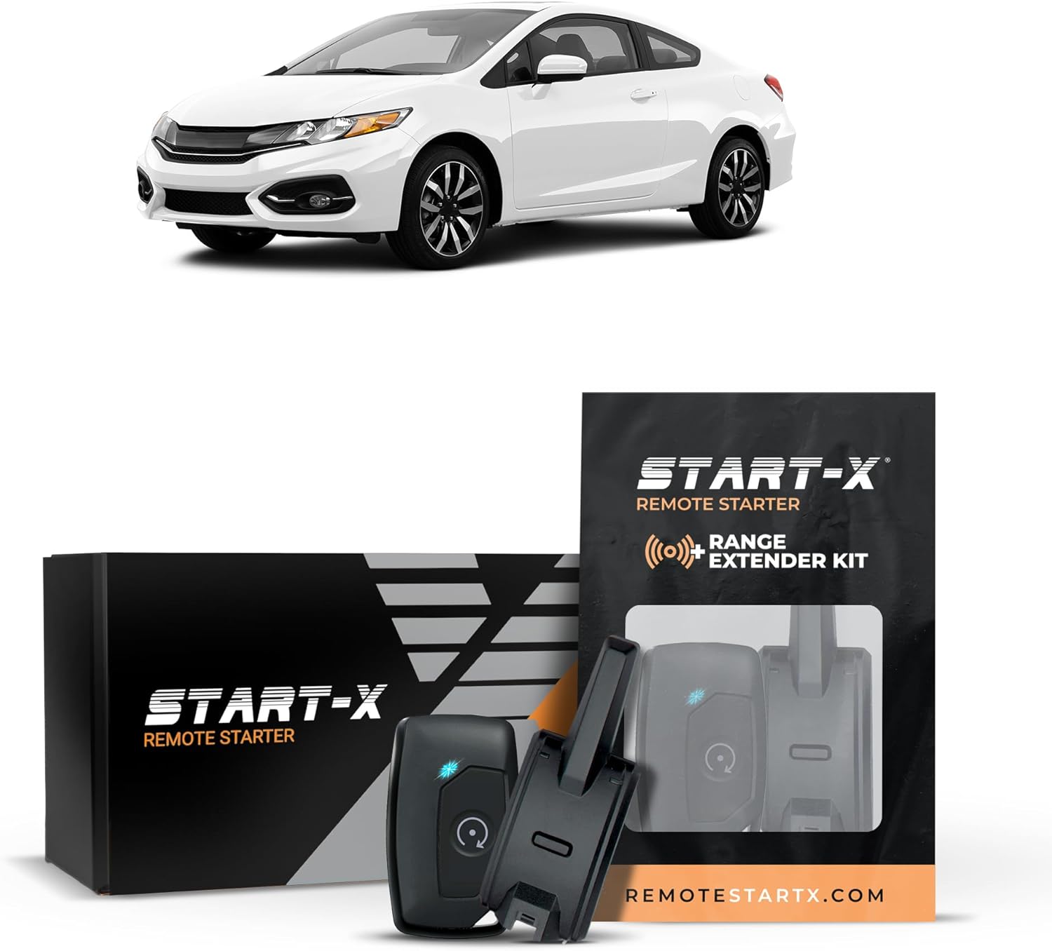 Start-X Remote Starter Kit + 2000ft 1 Way Range Extender for Honda Civic (2012, 2013, 2014, 2015) Vehicles with Key Ignition