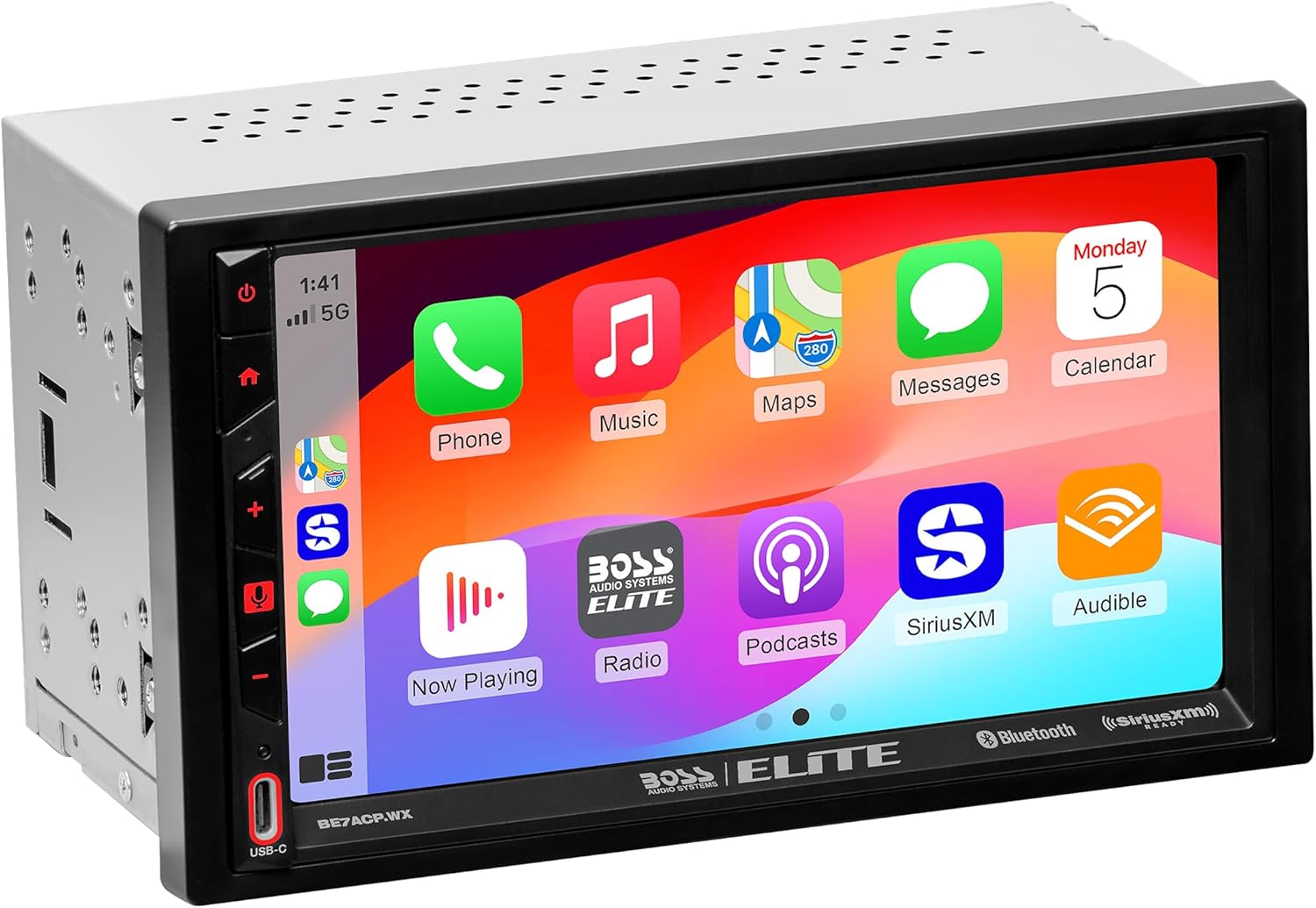 BOSS Audio Systems Elite Series BE7ACP.WXC Car Stereo - Wireless CarPlay Android Auto, Sirius XM, 7 Inch Touchscreen, No DVD Player, Multicolor Panel