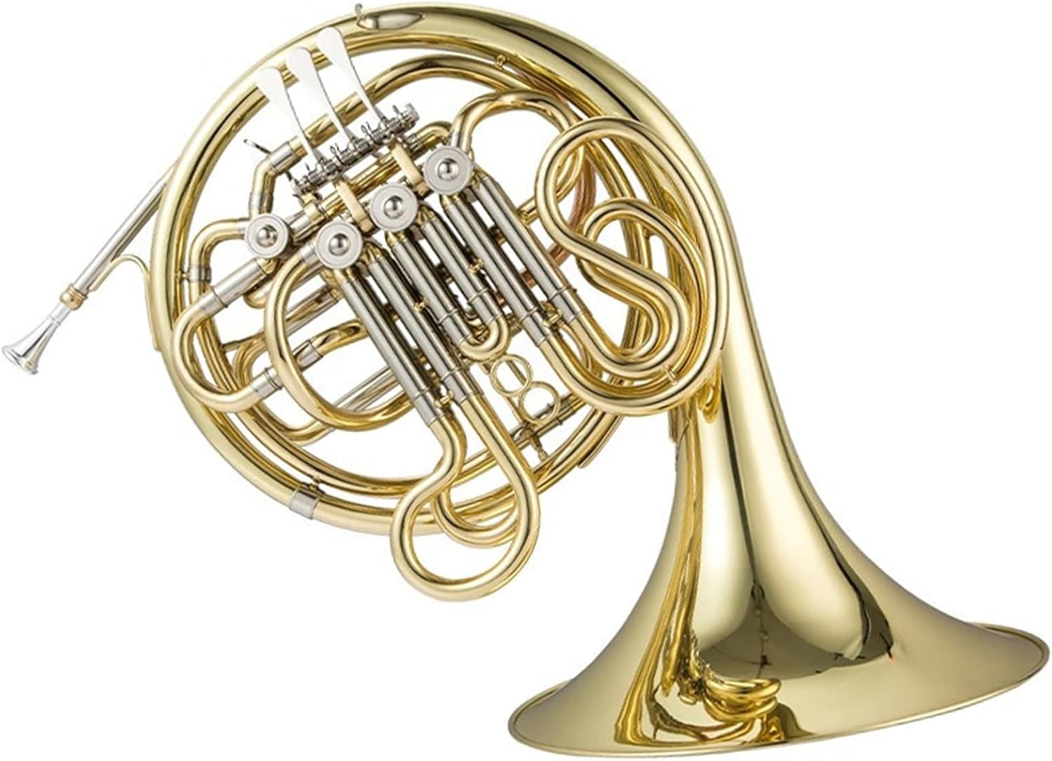 Brass French Horn Four-key Split Double Horn Instrument B Flat Three-key Double Horn Professional Performance(Size:4)