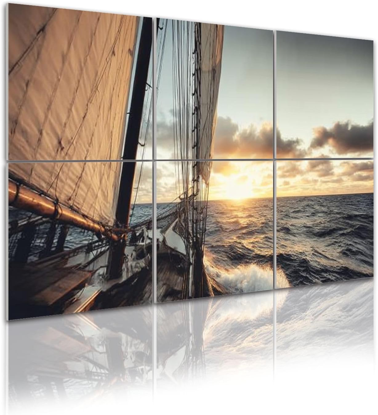 6 Pack Art Acoustic Panels Self Adhesive Pirate Decor Old schooner sailing sunset 48
