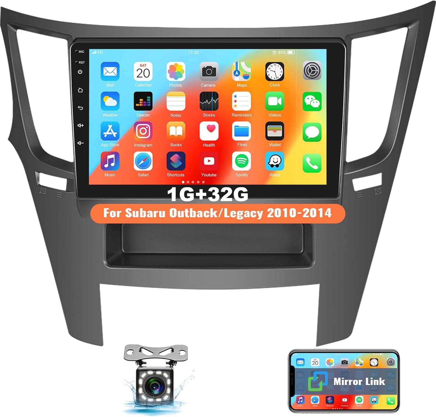 UNITOPSCI 1G+32G for Subaru Legacy Outback 2010 2011 2012 2013 2014 Radio Android Car Stereo Bluetooth Car Radio 9” Touch Screen GPS Navigation WiFi Mirror Link FM SWC USB with Backup Camera