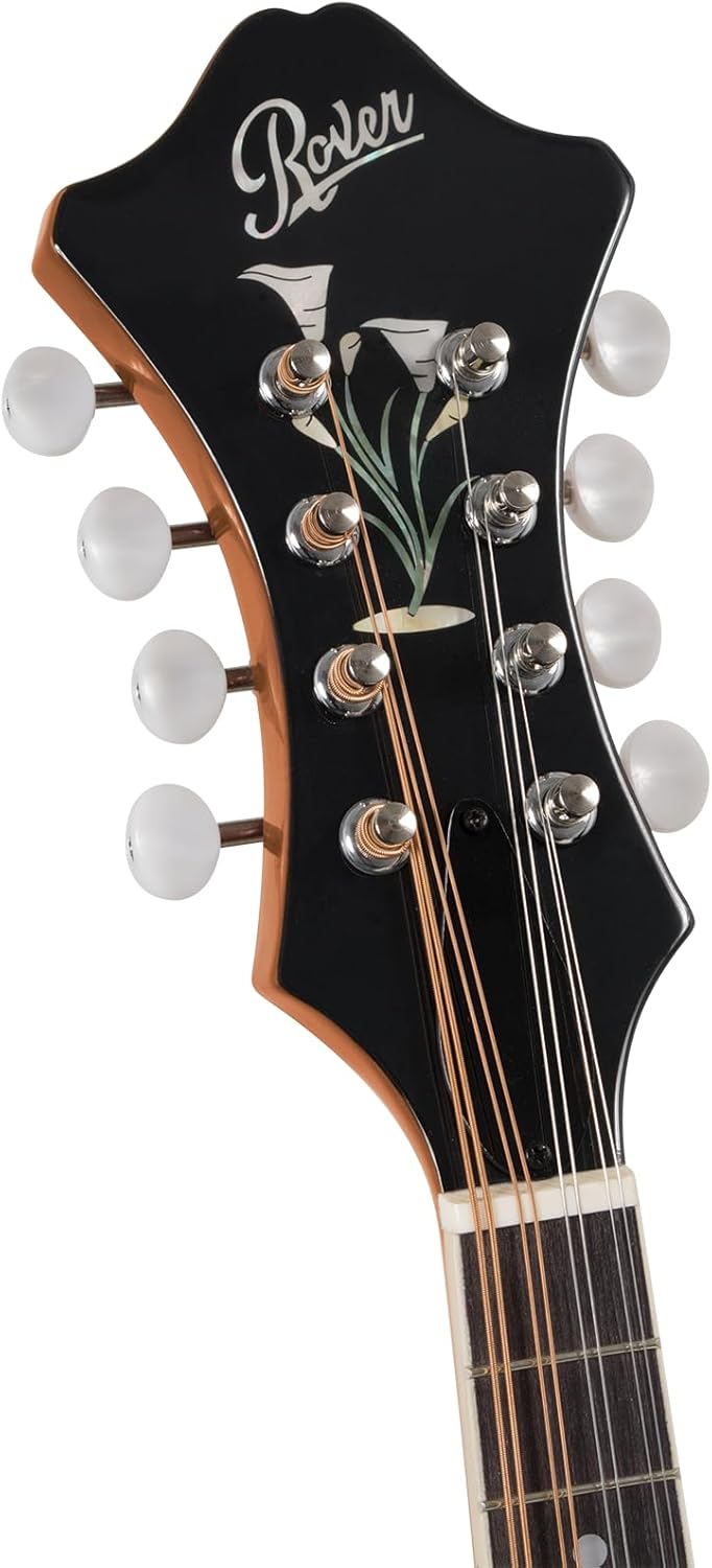 Rover RM-85 Deluxe F-model Mandolin – Burgundy Burst – Solid Sitka Spruce Top & Flamed Maple Body with Adjustable Bridge and Gig Bag