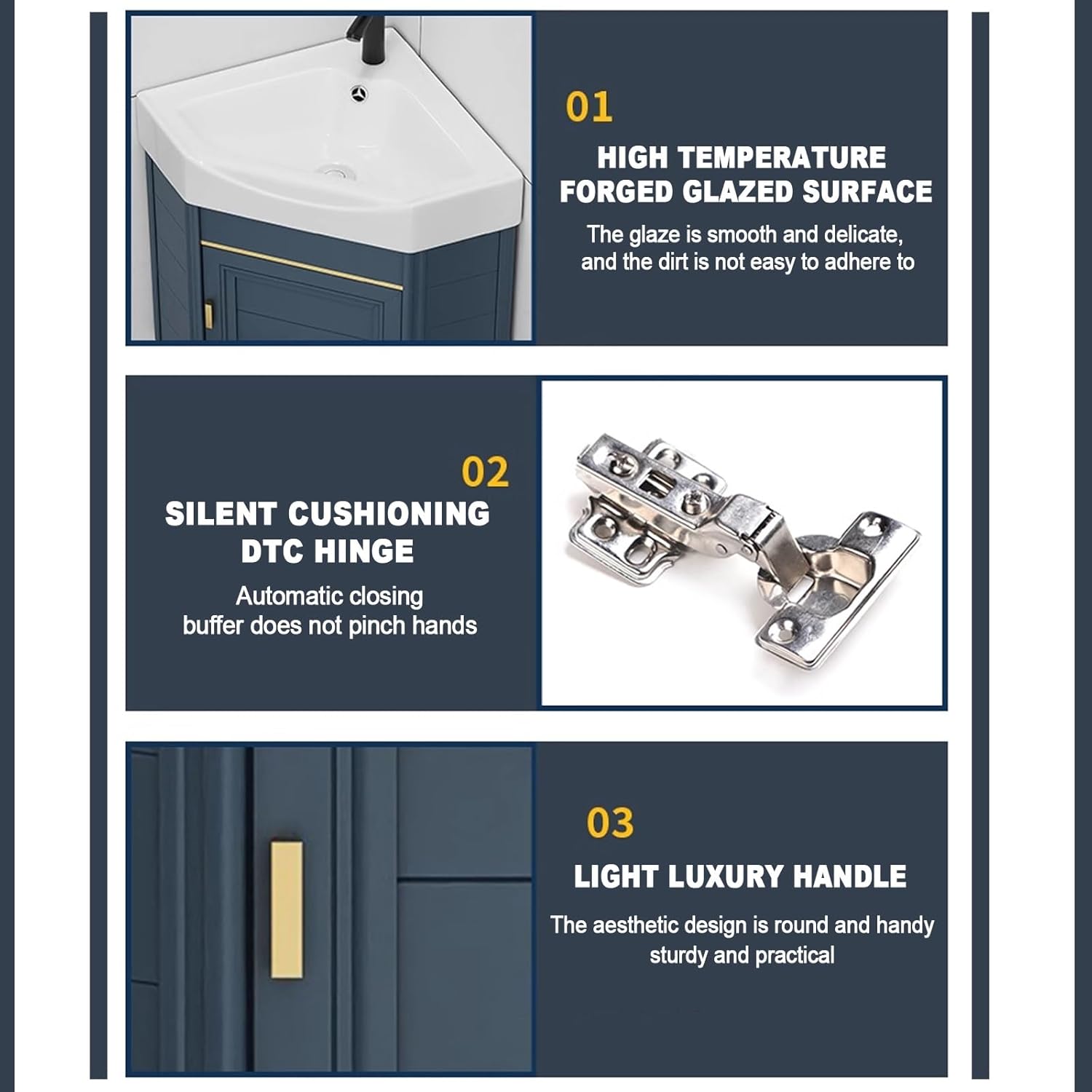 Ceramic wall mount corner bathroom vanity cabinets,for Small Space Cabinet Set Design,Bathroom Cabinet with Faucet and Drain,for Home Kitchen Patio Laundry Room. ( Color : Black , Size : 43*43cm )