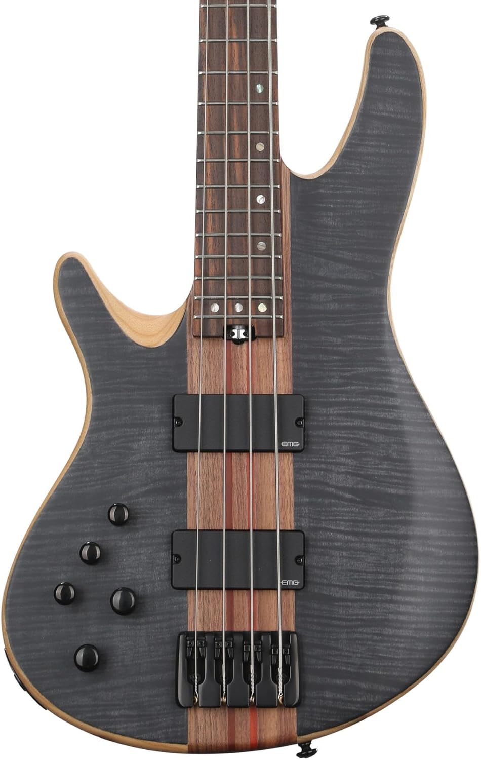 Schecter Charles Berthoud CB-4 Signature Left-handed Bass Guitar - See-thru Black Satin