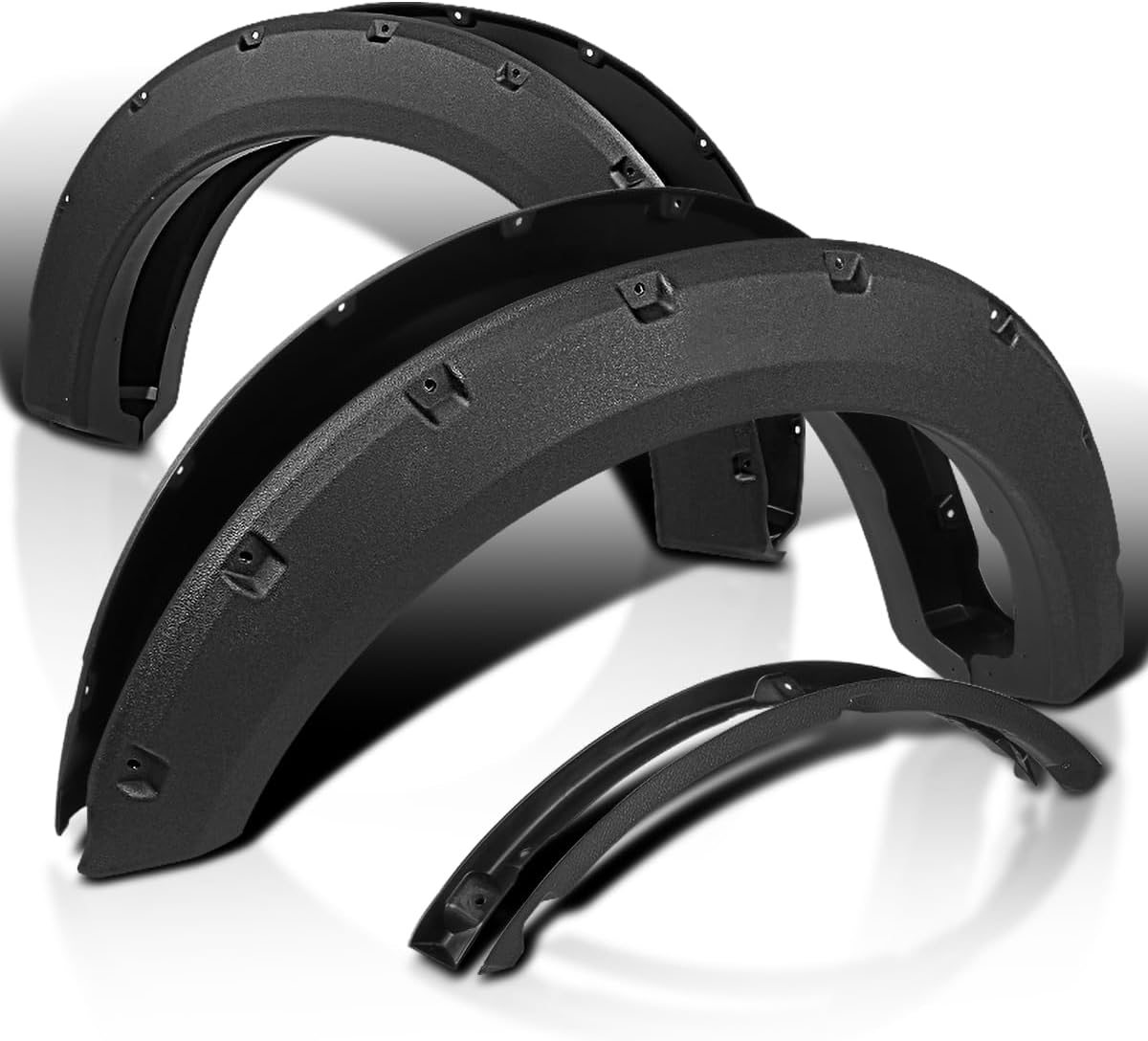 Spec-D Tuning 4PC Front + Rear Rugged Pocket Rivet Bolt-On Style Fender Flares Compatible with 2015-2017 Ford F150 Styleside