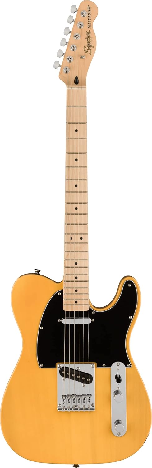 Fender Squier Affinity Telecaster w/Maple Fingerboard- Butterscotch Blonde Bundle with Gig Bag, Tuner, Strap, Picks, and Austin Bazaar Instructional DVD