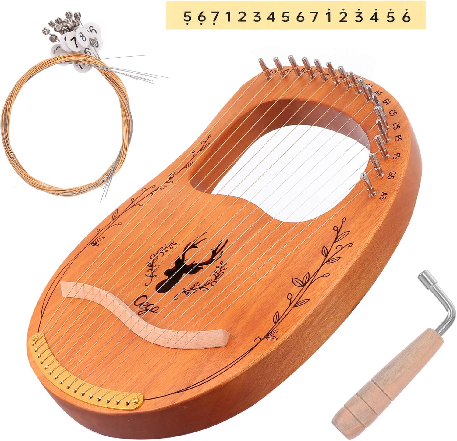 VICASKY 1set String Lyre Harp Portable Handheld Wooden Musical Instrument for Beginners Delicate Design for Relaxation and Enjoyment Music