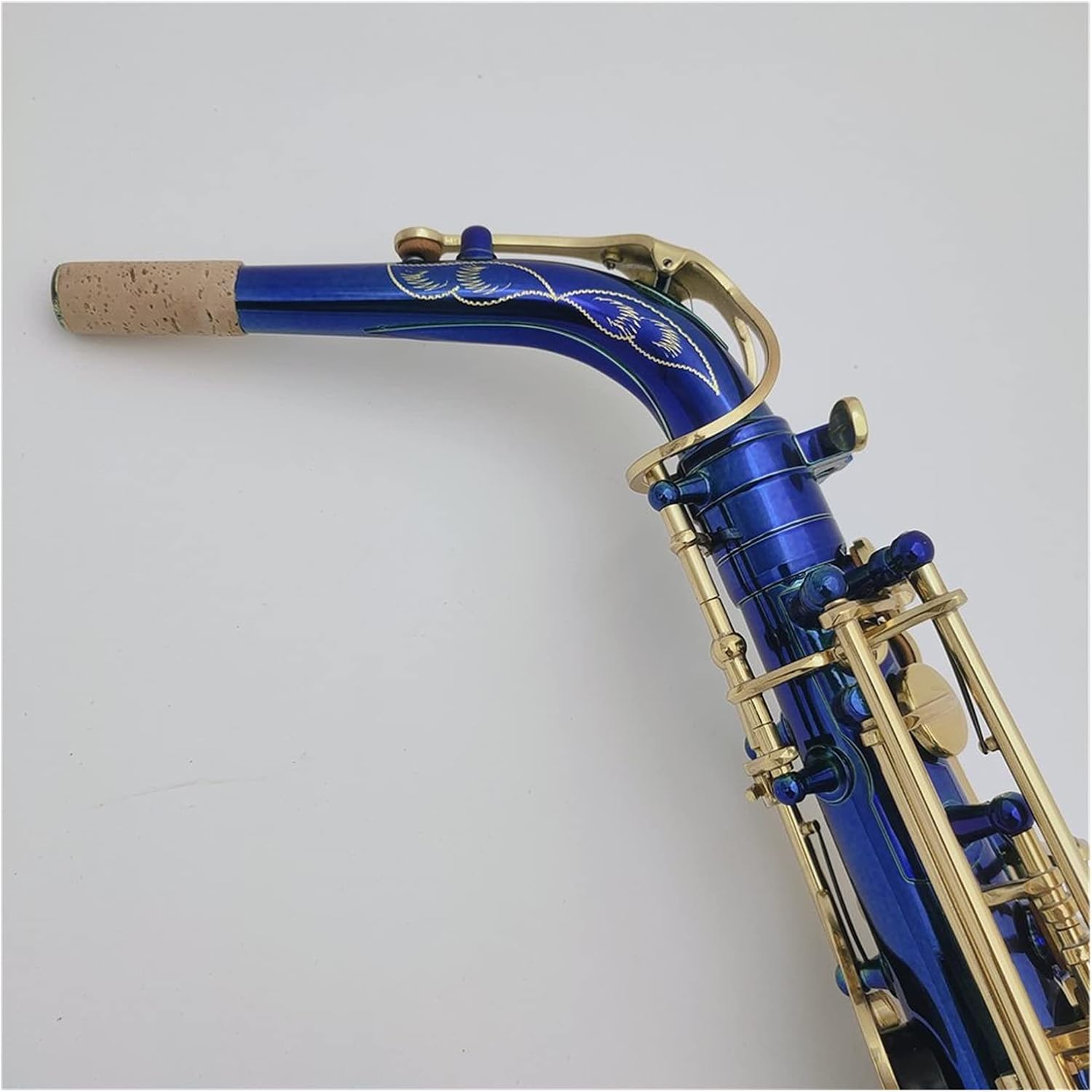 Alto Saxophone EB Tune Blue Body Nickel Plated Professional Musical Instrument with Case Student Saxophone