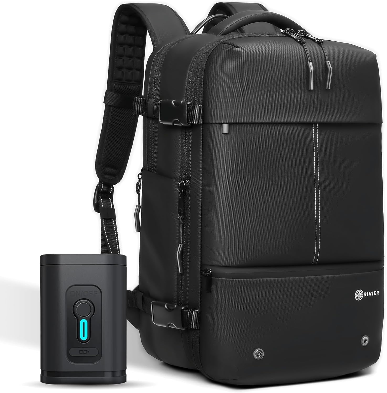 Laptop Travel Backpack Expandable With Vacuum Compression And Pump, USB, Personal Item Carry On Bag with Anti Theft Lock, Water Resistant, Flight Approved 17 Inch Laptop, Men Women