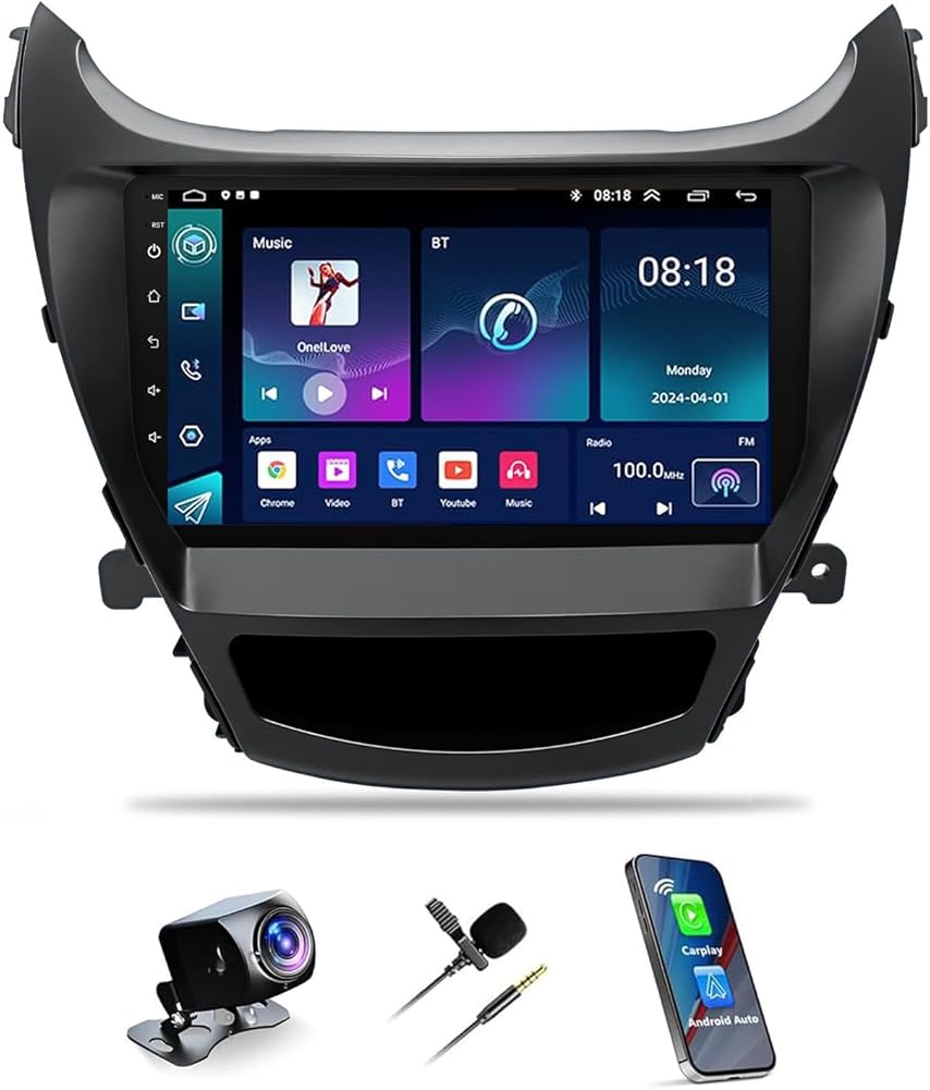 4G+64G Double Din Car Stereo Radio for Hyundai Elantra 2014 2015 2016 with Wireless Carplay/Android Auto, Touch Screen Car Audio Receiver w/WiFi Bluetooth FM/RDS GPS Navigation AHD Backup Camera