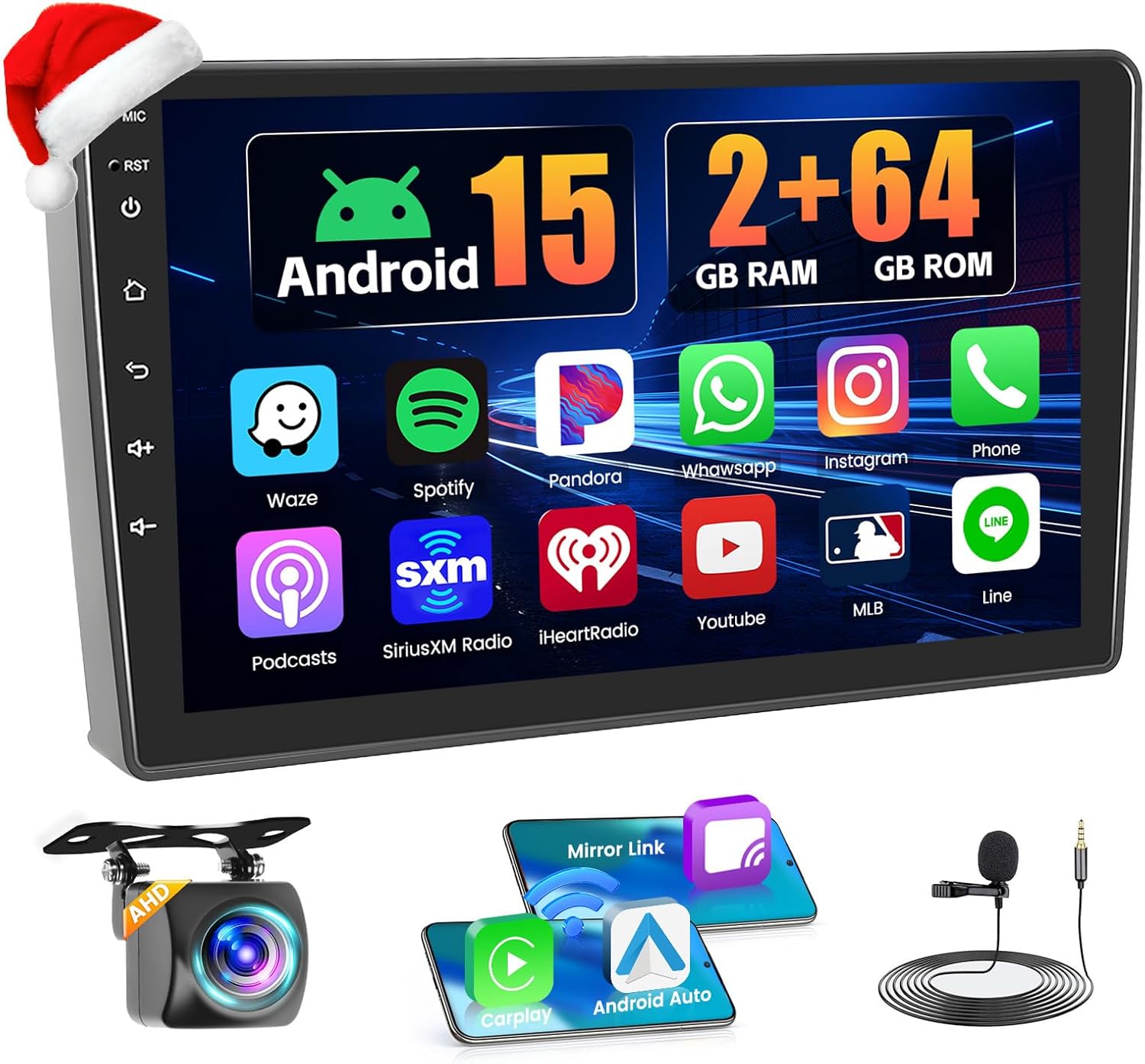2+64GB Android 15 Car Stereo for Ford Escape 2000-2006 Mazda Tribute 2000-2007 Mercury Mariner 2005-2007 Wireless Carplay Android Auto, 9