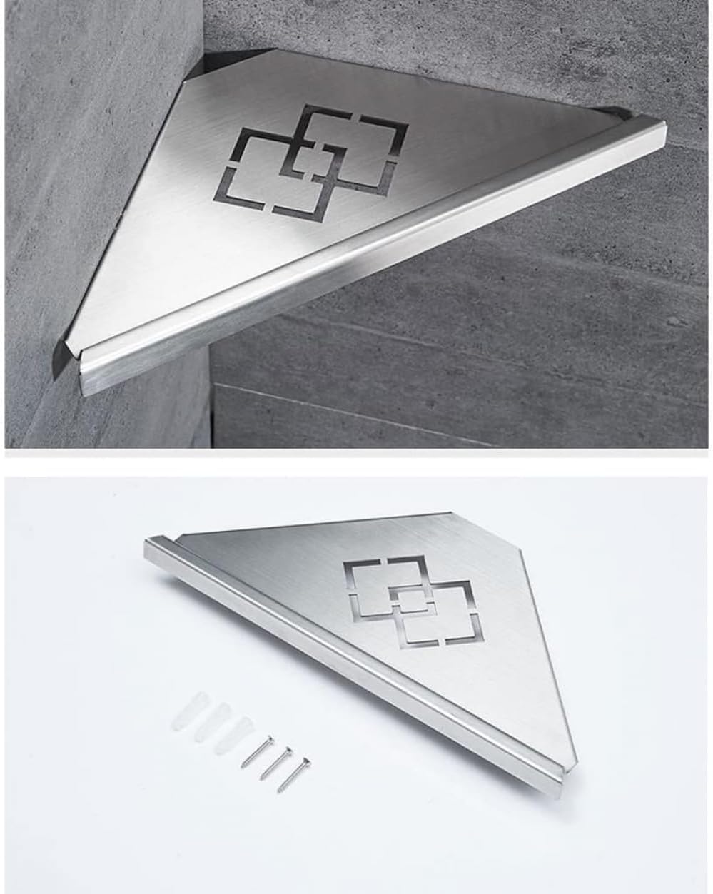 Bathroom Shelf Corner Shower Caddy Brushed Nickel Stainless Steel Wall Mounted Floating Shelves Shampoo Shower Gel Organizer Shelf Rustproof -A-Black-2R (A black)